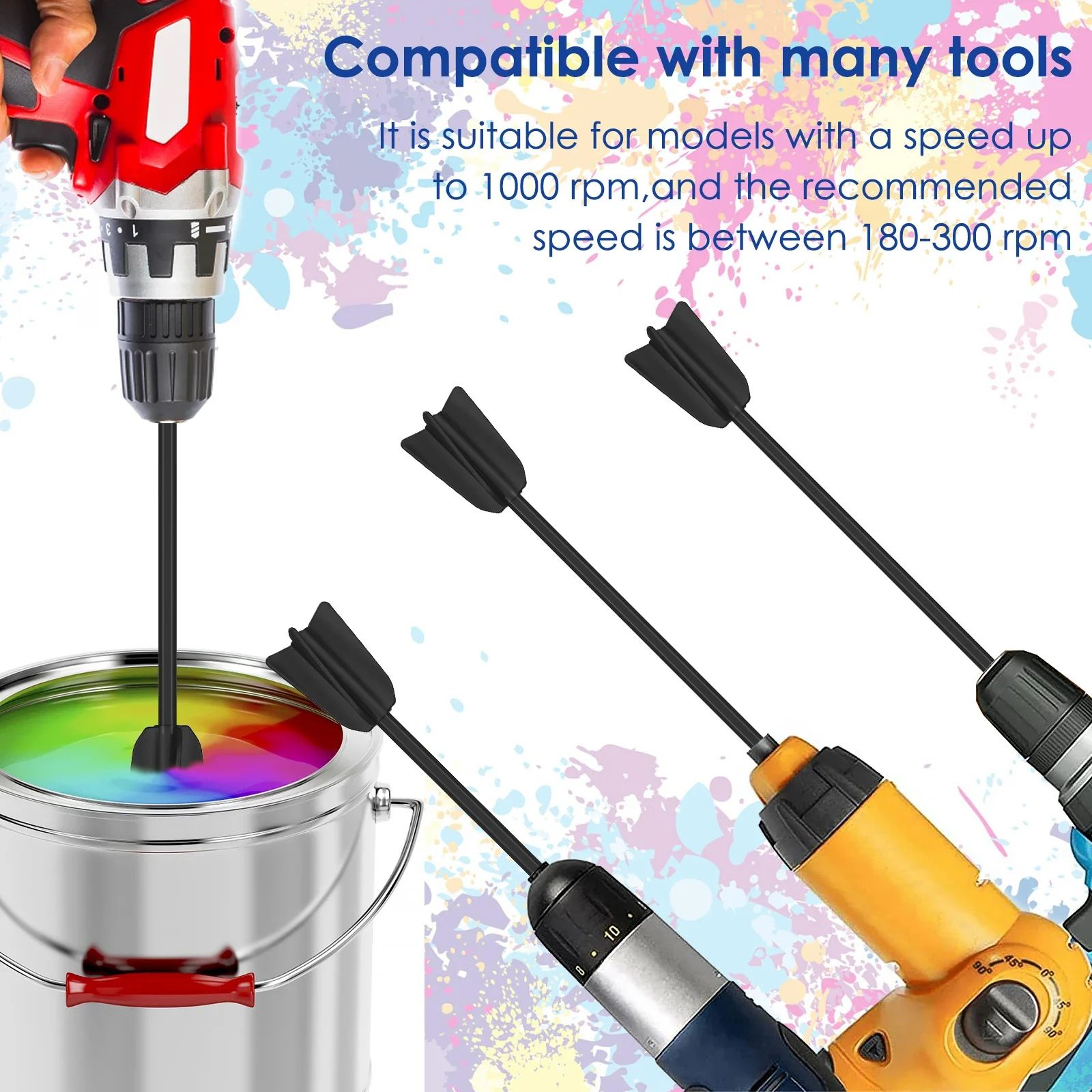 4 Blade Paint Mixer Paddle Attachment For Drill Smooth Fast Mixing Tool 2