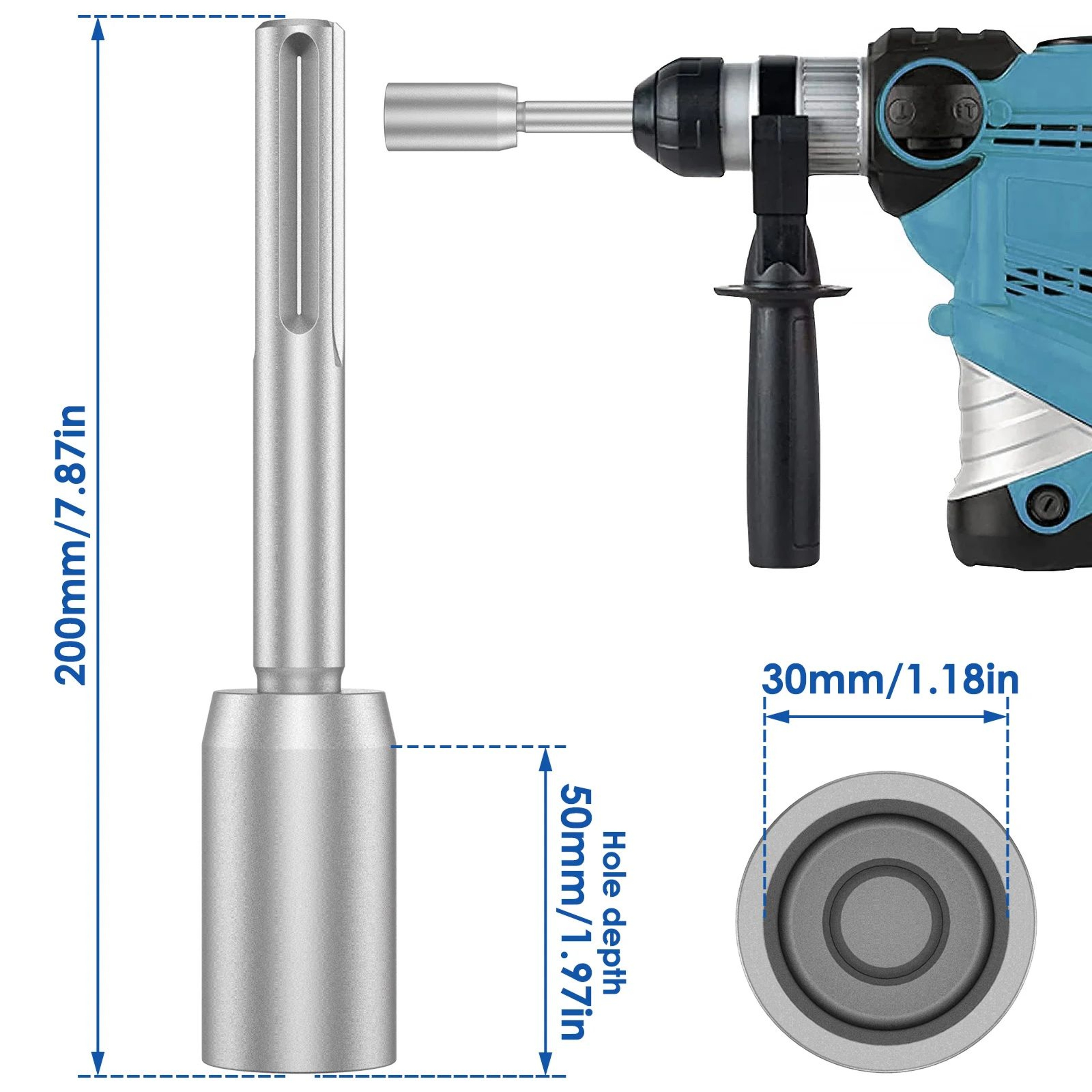 SDS Plus Ground Rod Driver For Hammer Drill Fast Earth Stake Installation Tool 9