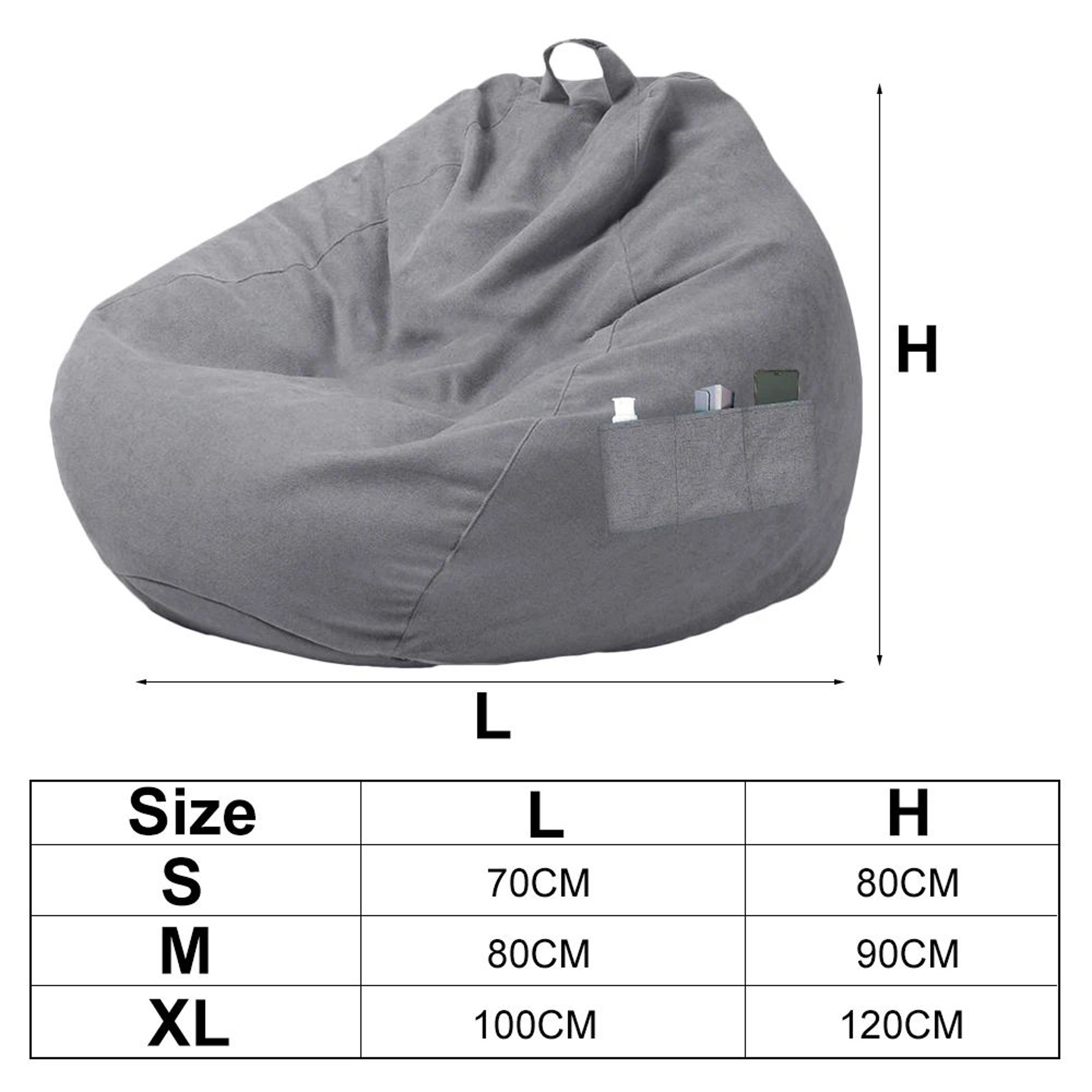 Large Bean Bag Sofa Cover Soft Removable Lazy Seat For Indoor Outdoor Use 5
