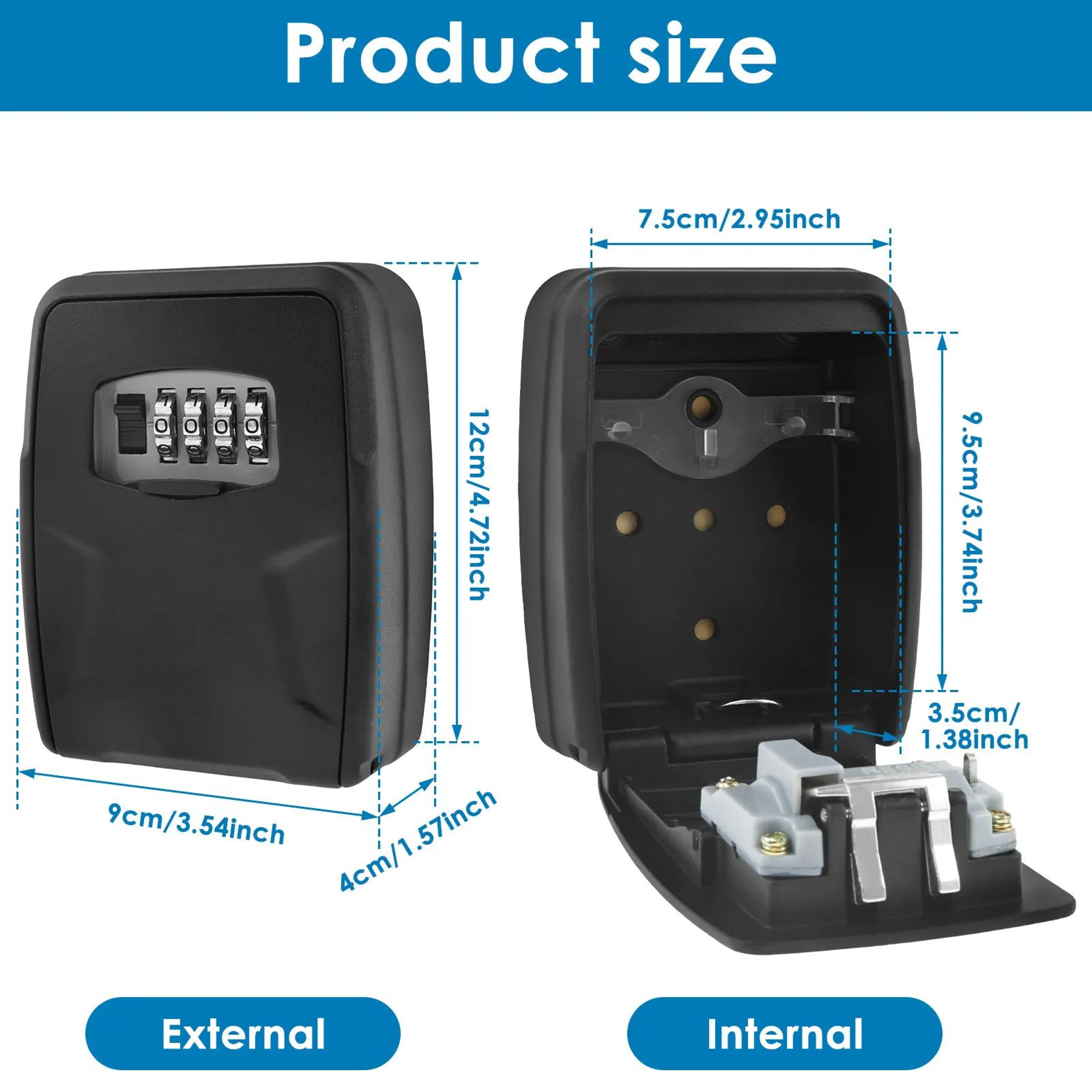 Wall Mounted Key Lock Box With Combination Code Secure Outdoor Key Storage 9