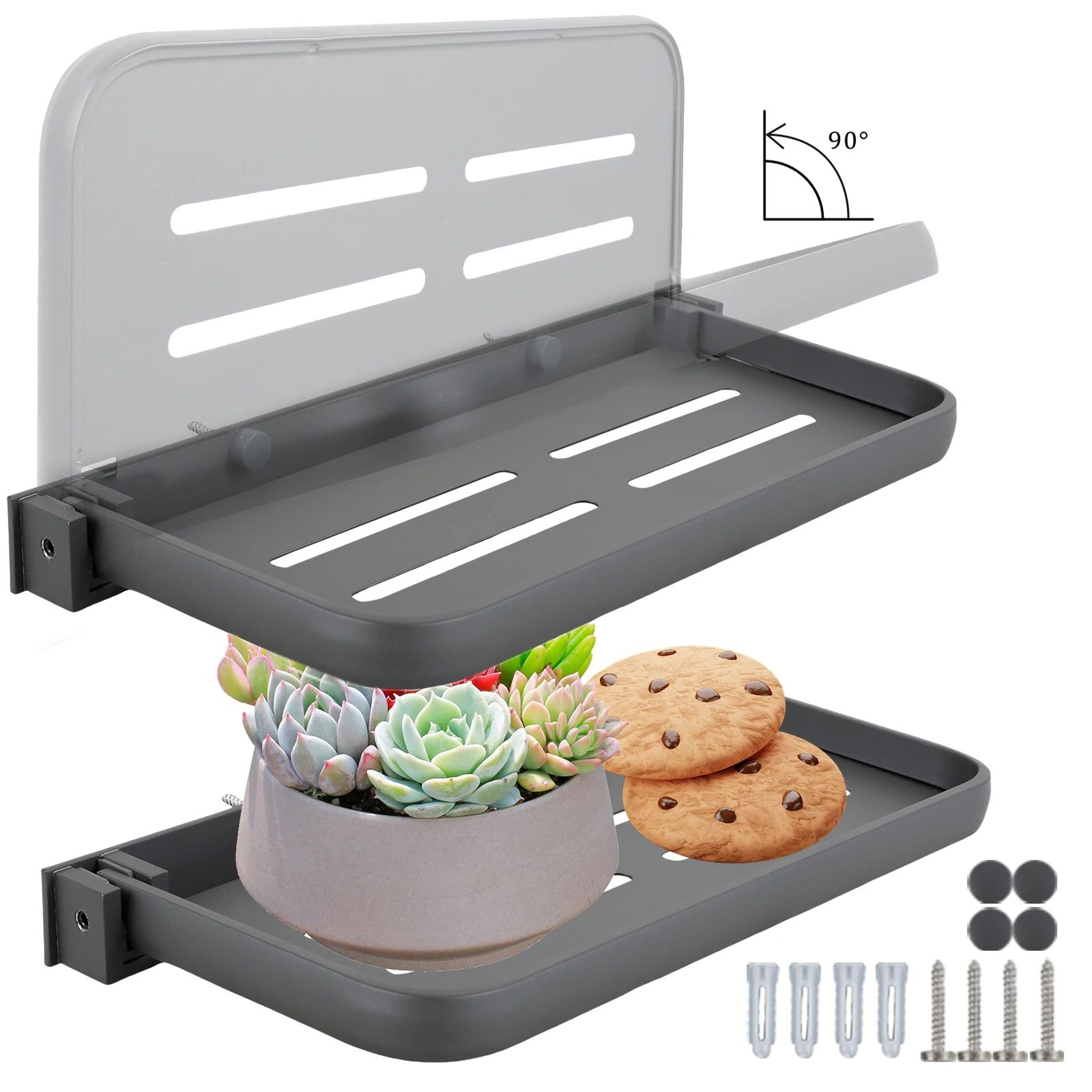 Foldable RV Wall Shelf Set Space Saving Aluminum Storage Rack For Camper And Vehicle 6