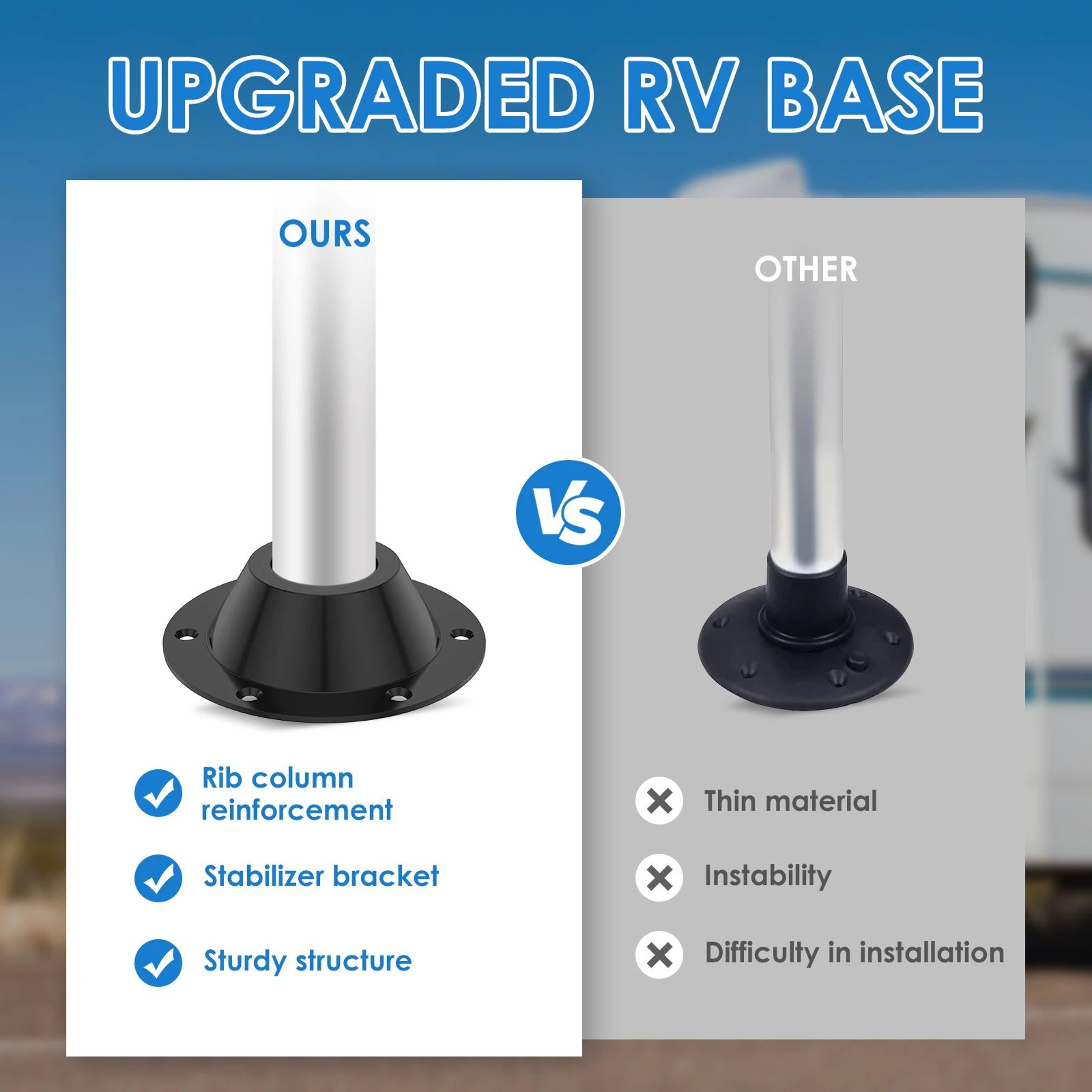 Aluminum RV Table Base Mount Set Heavy Duty Floor Pedestal Brackets For Boats And Campers 4