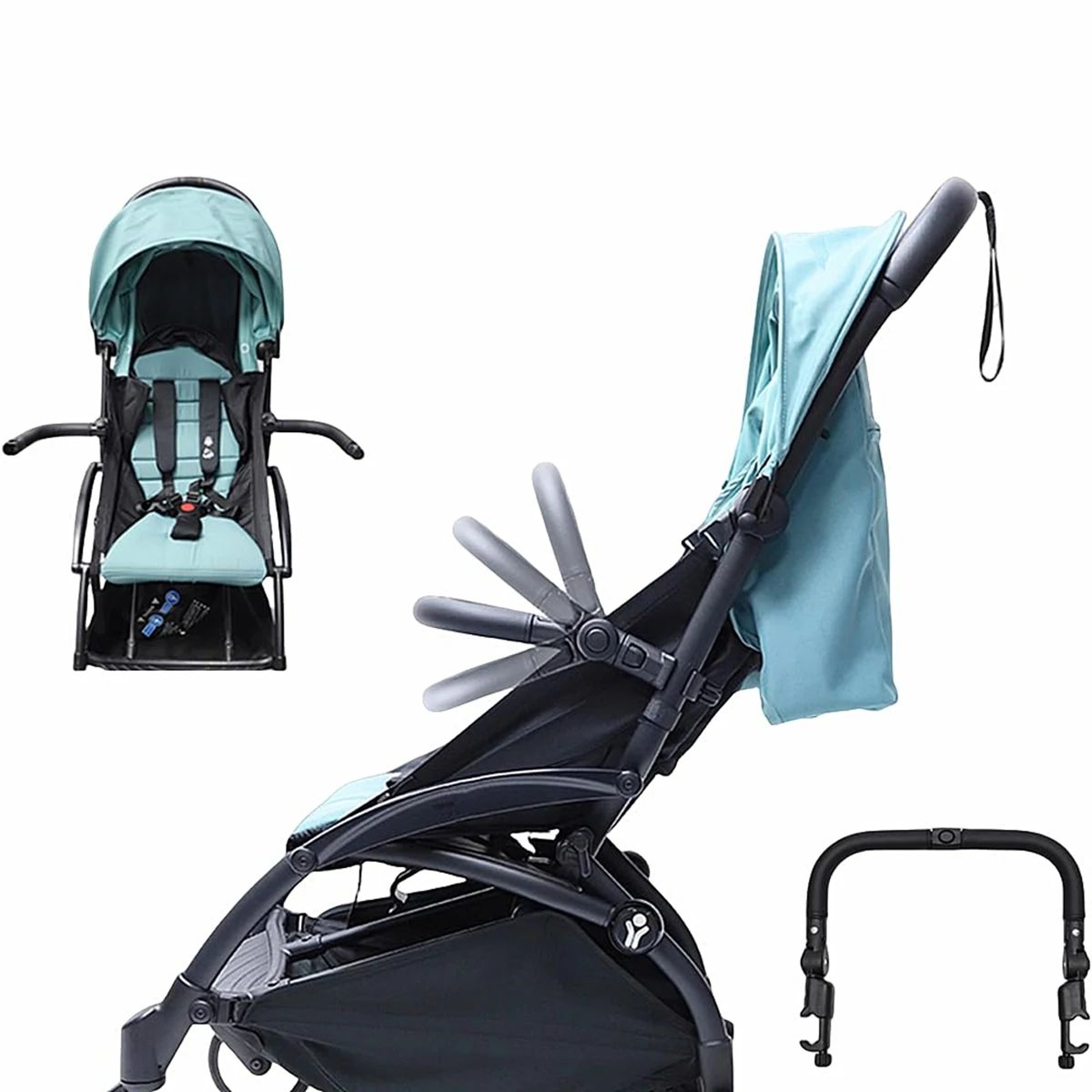 Adjustable Stroller Bumper Bar Detachable Safety Handlebar With Soft Leather Grip 0