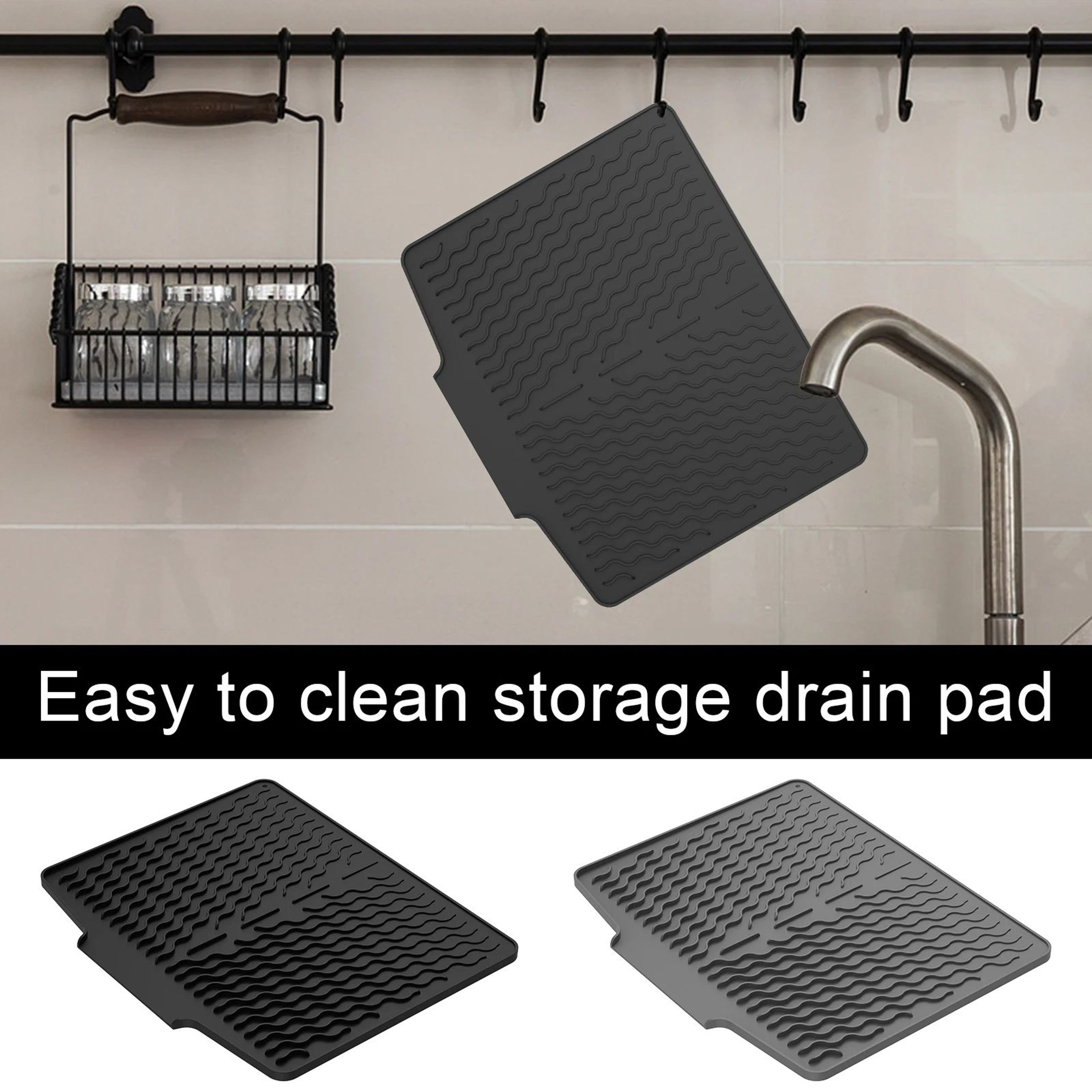 Silicone Dish Drying Mat Heat Resistant Non Slip Kitchen Counter Drying Pad 2