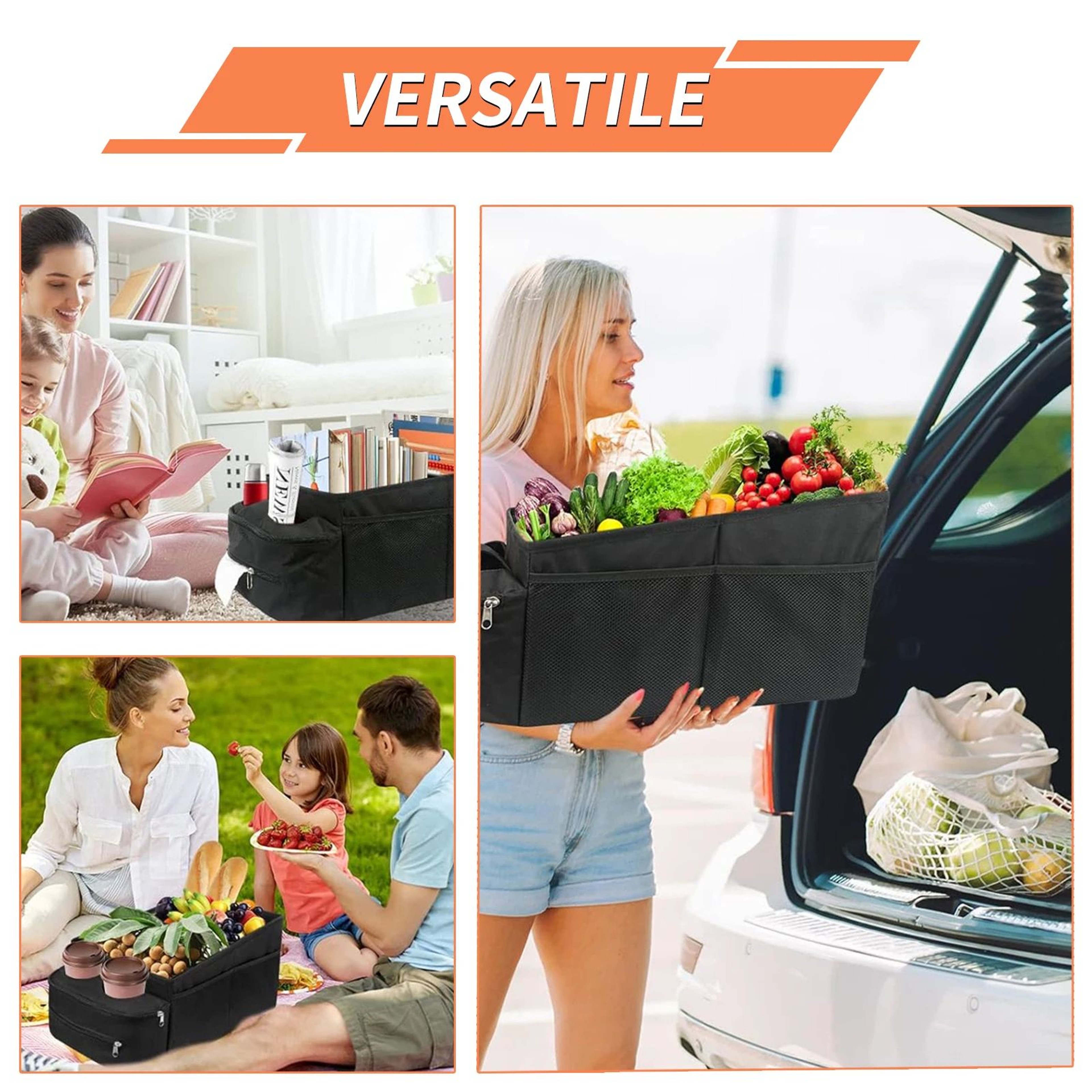 Foldable Car Trunk Organizer Storage Box With Compartments For SUV And Auto Essentials 4