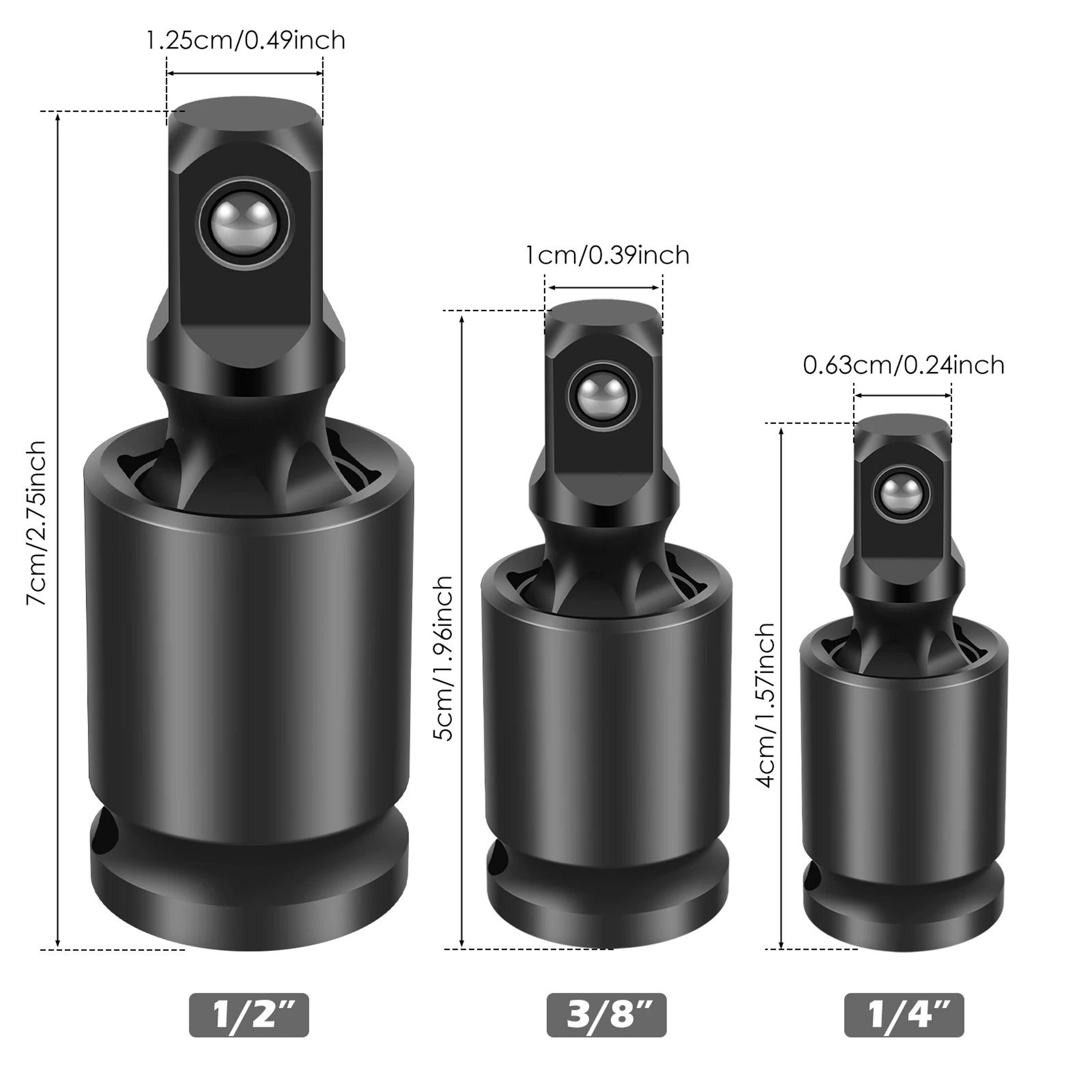 Universal Joint Socket Adapter Set For Impact Wrench Flexible Swivel Tool Extension 5