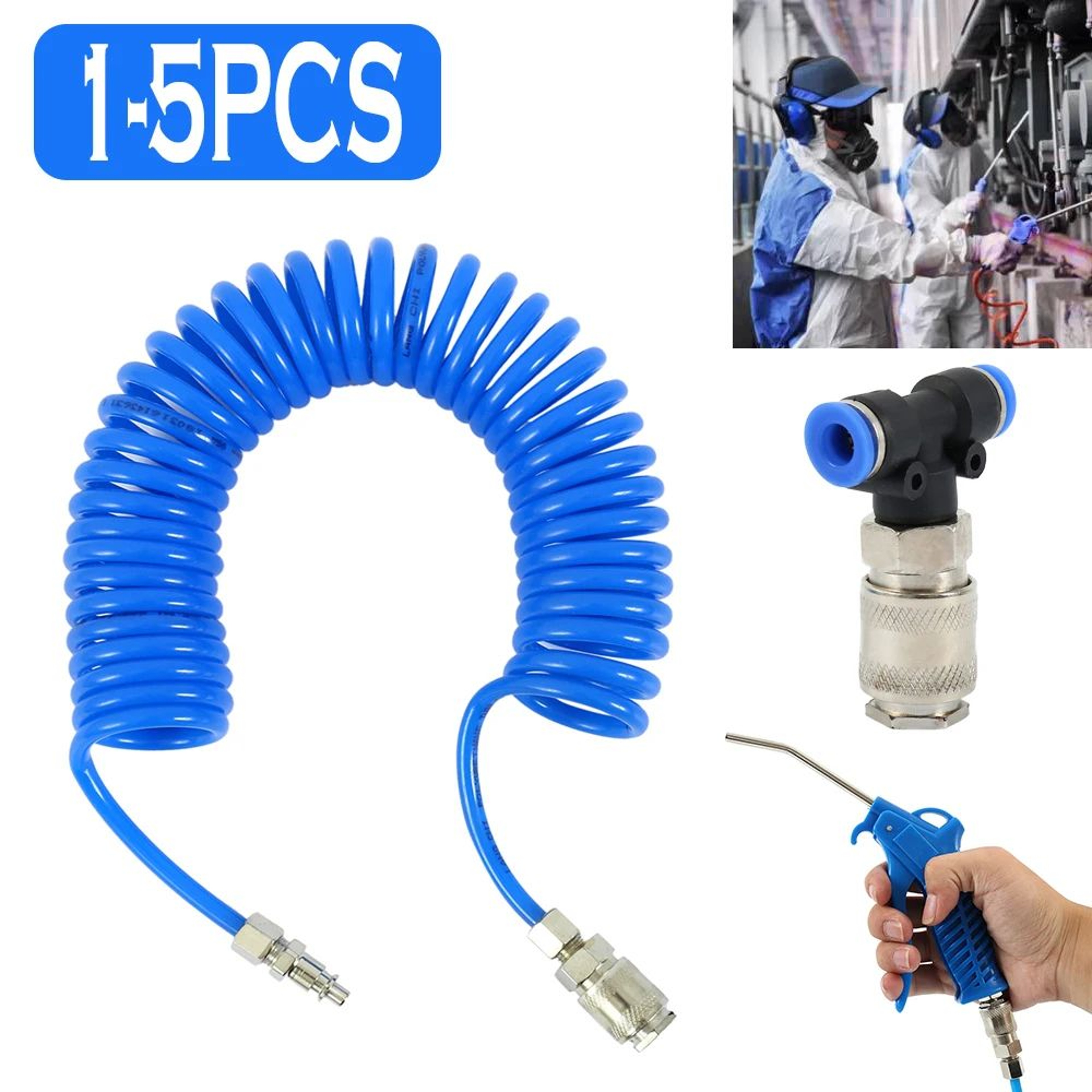 Air Compressor Blow Gun Hose Kit For Dust Cleaning And Multi Purpose Workshop Use 0