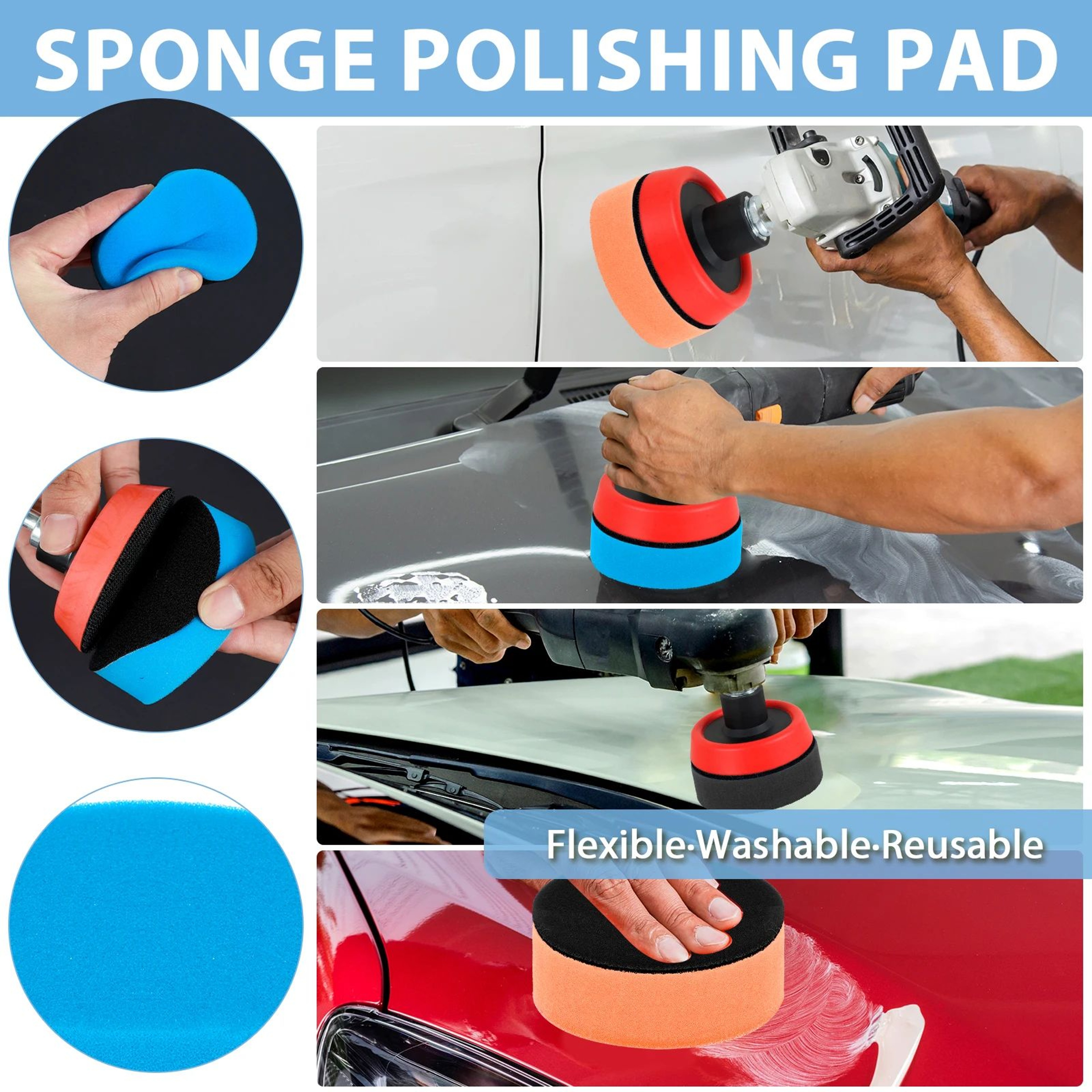 44 Piece Car Polishing Pad Kit Sponge And Microfiber Buffing Pads With Drill Adapter 3
