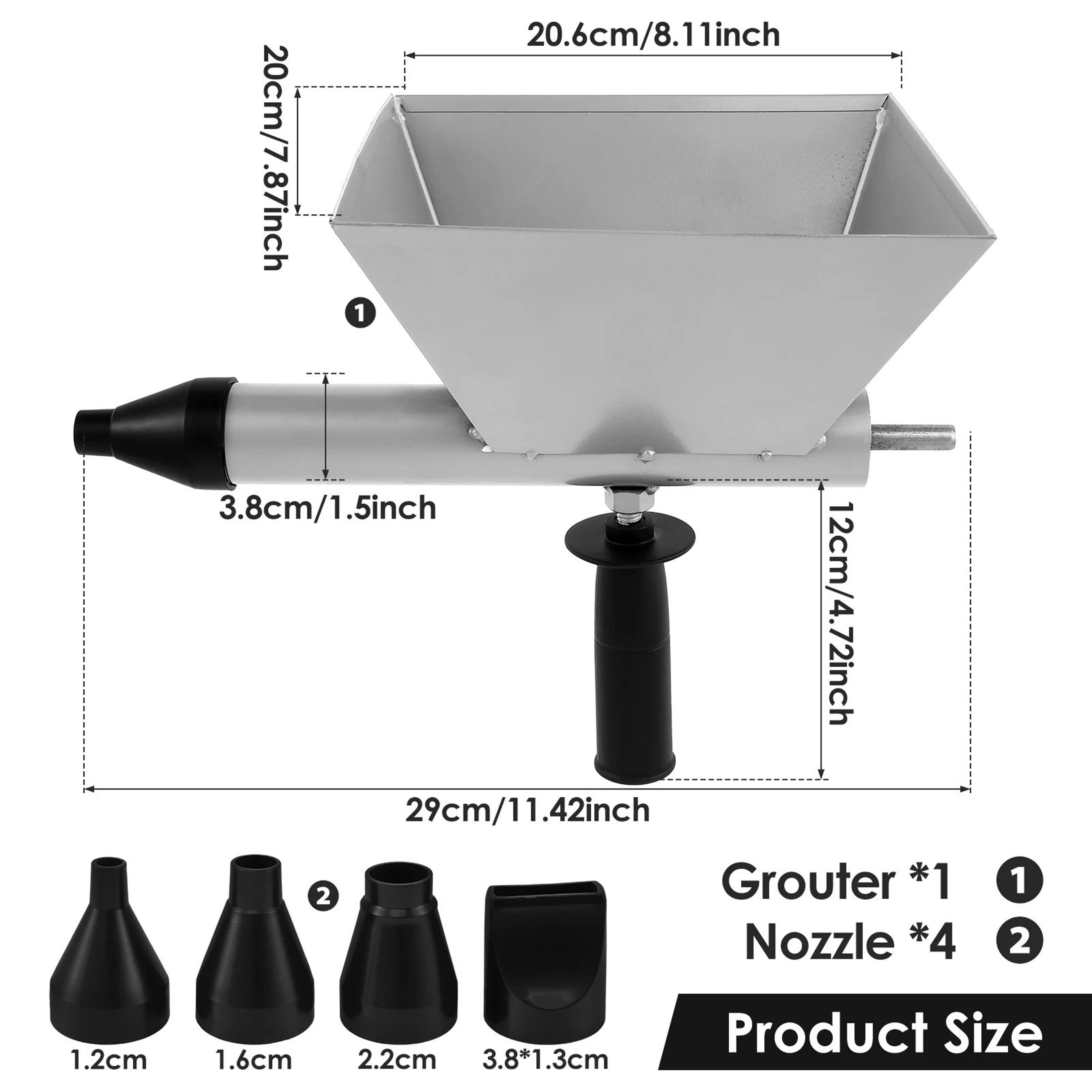 Electric Mortar Grouting Gun Attachment Cement Caulking Tool With Nozzles For Drill 5