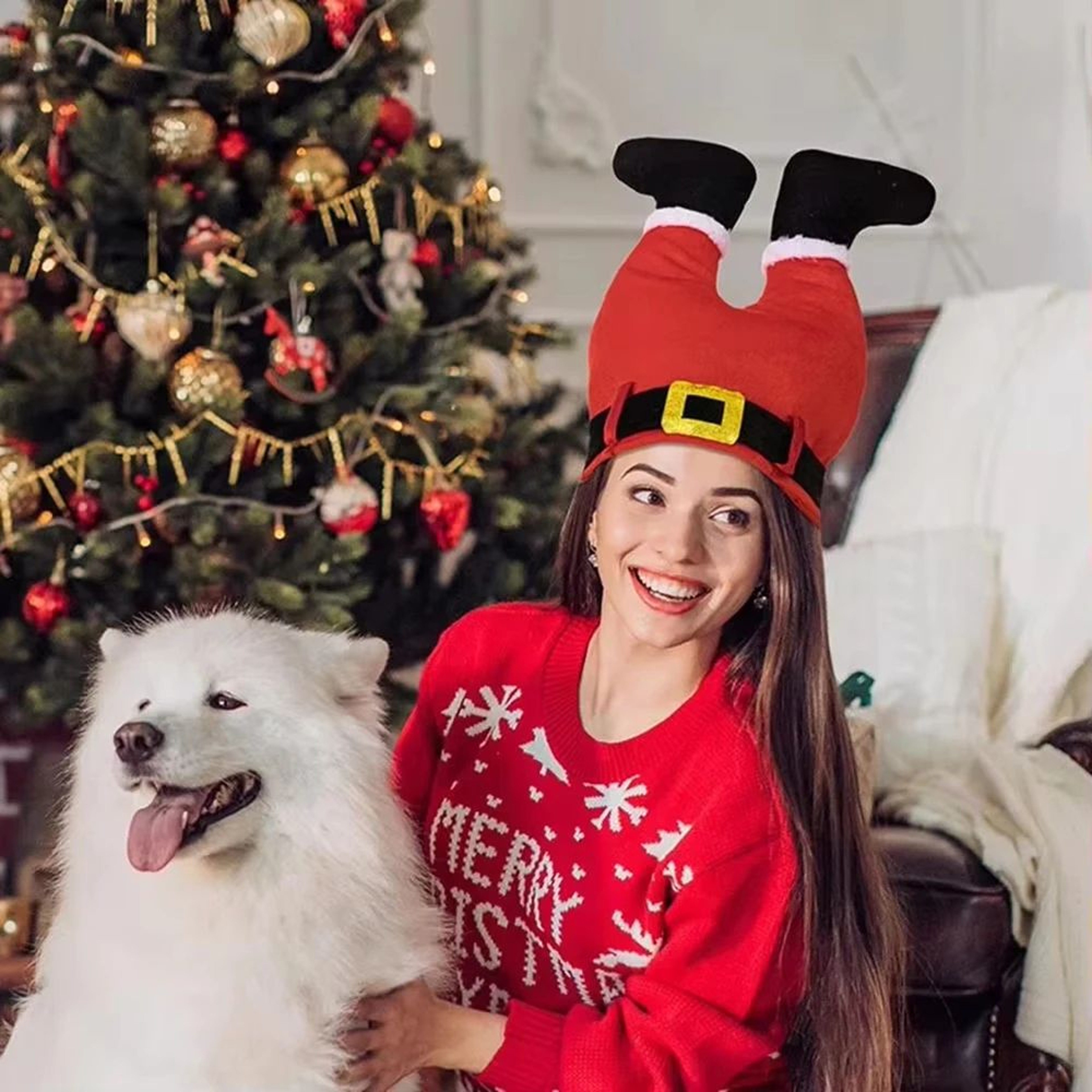 Funny Christmas Elf Santa Hat Beanie Festive Holiday Party Headwear 2
