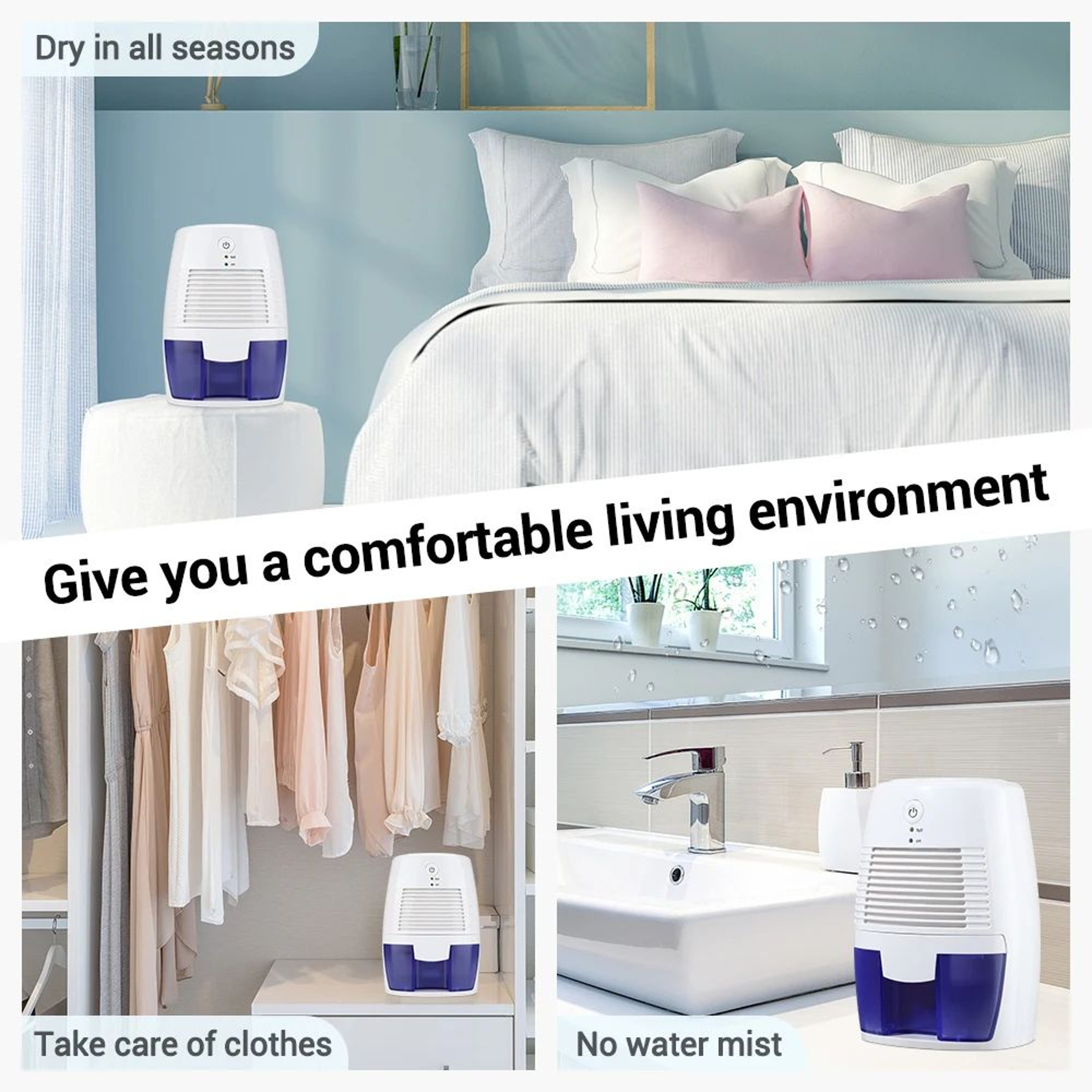 Portable Mini Dehumidifier Air Purifier USB Quiet Moisture Absorber 3