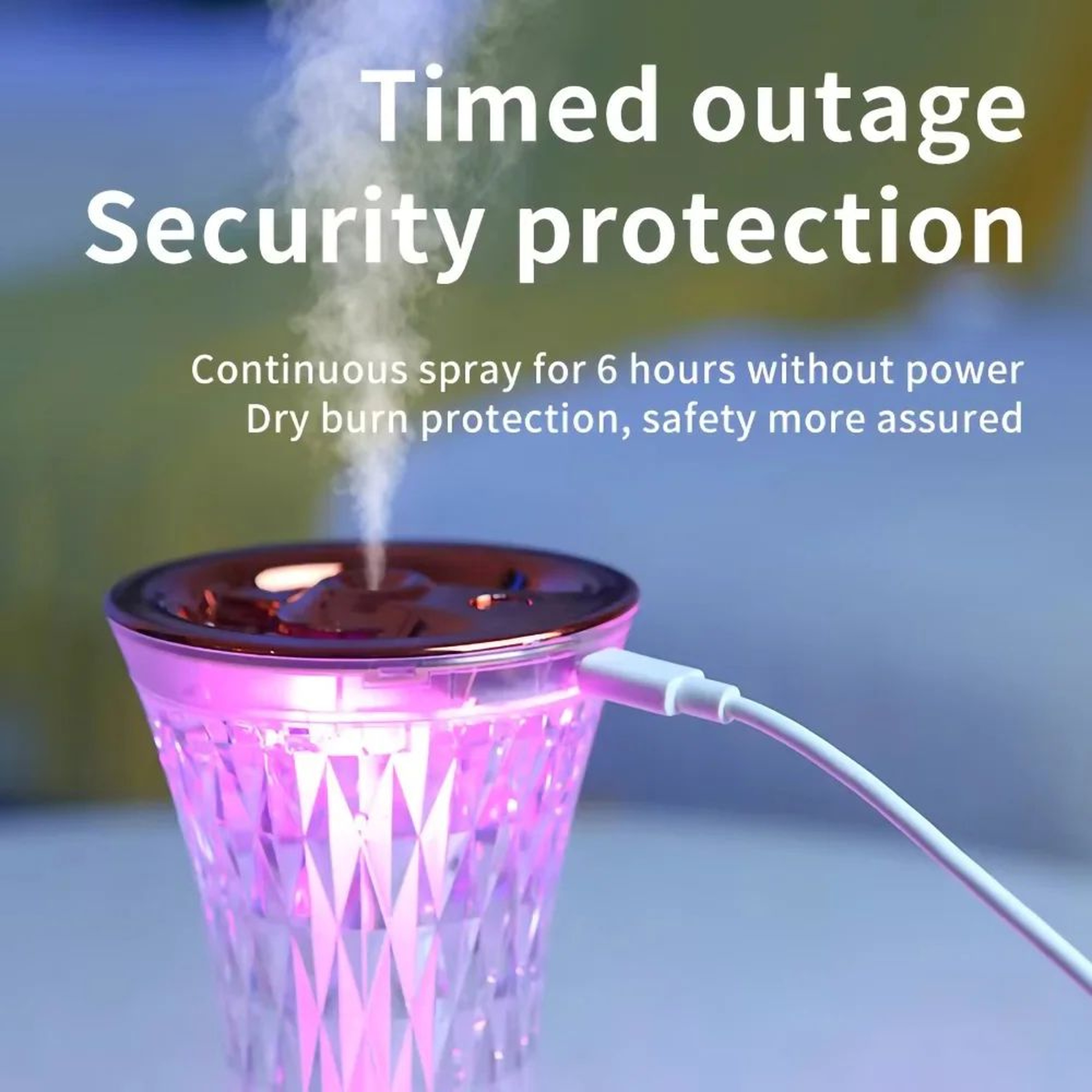 Glass Air Humidifier Aroma Diffuser With Ambient Light Crystal Lamp Design 3