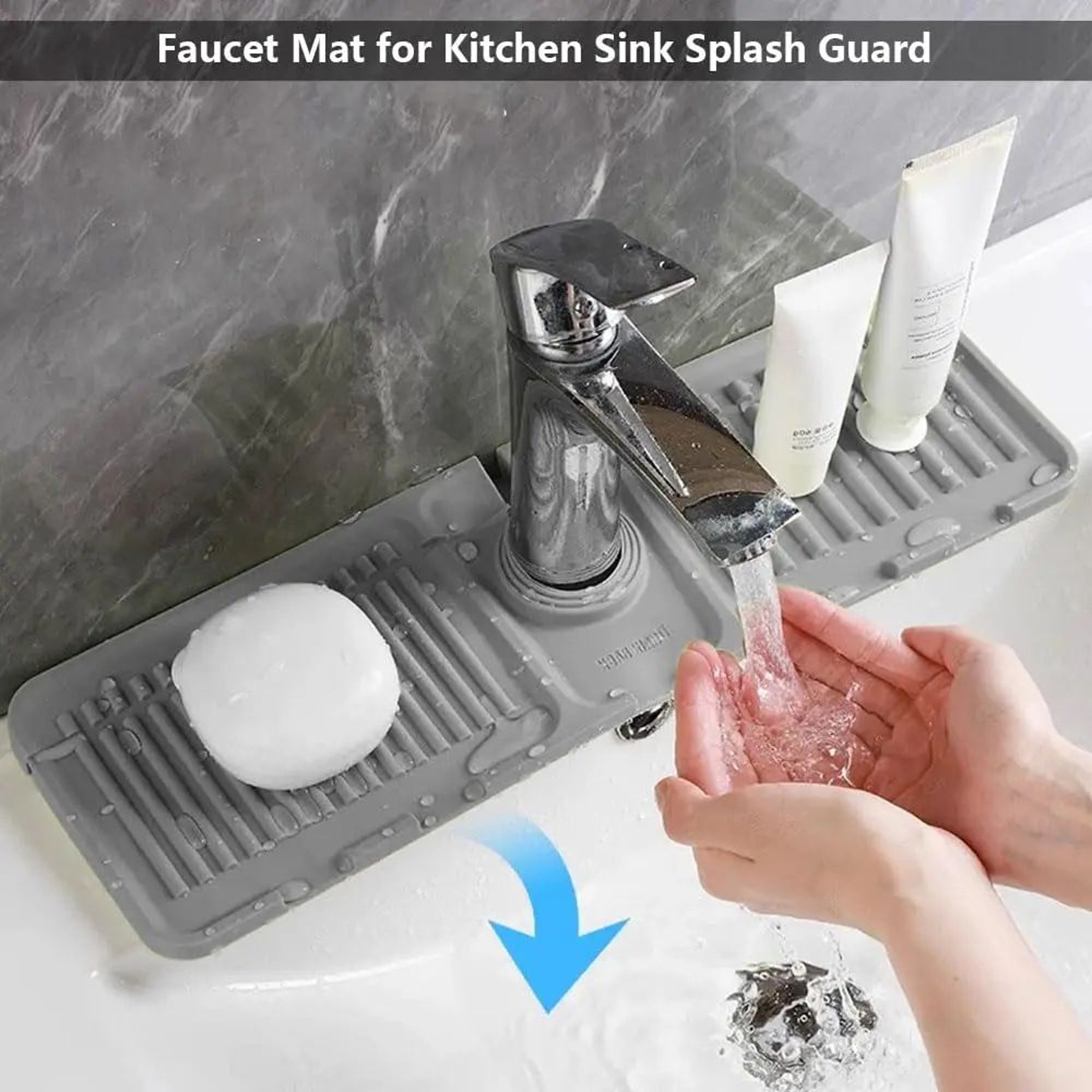 Silicone Faucet Mat Fast Drying Sink Splash Guard Tray 2