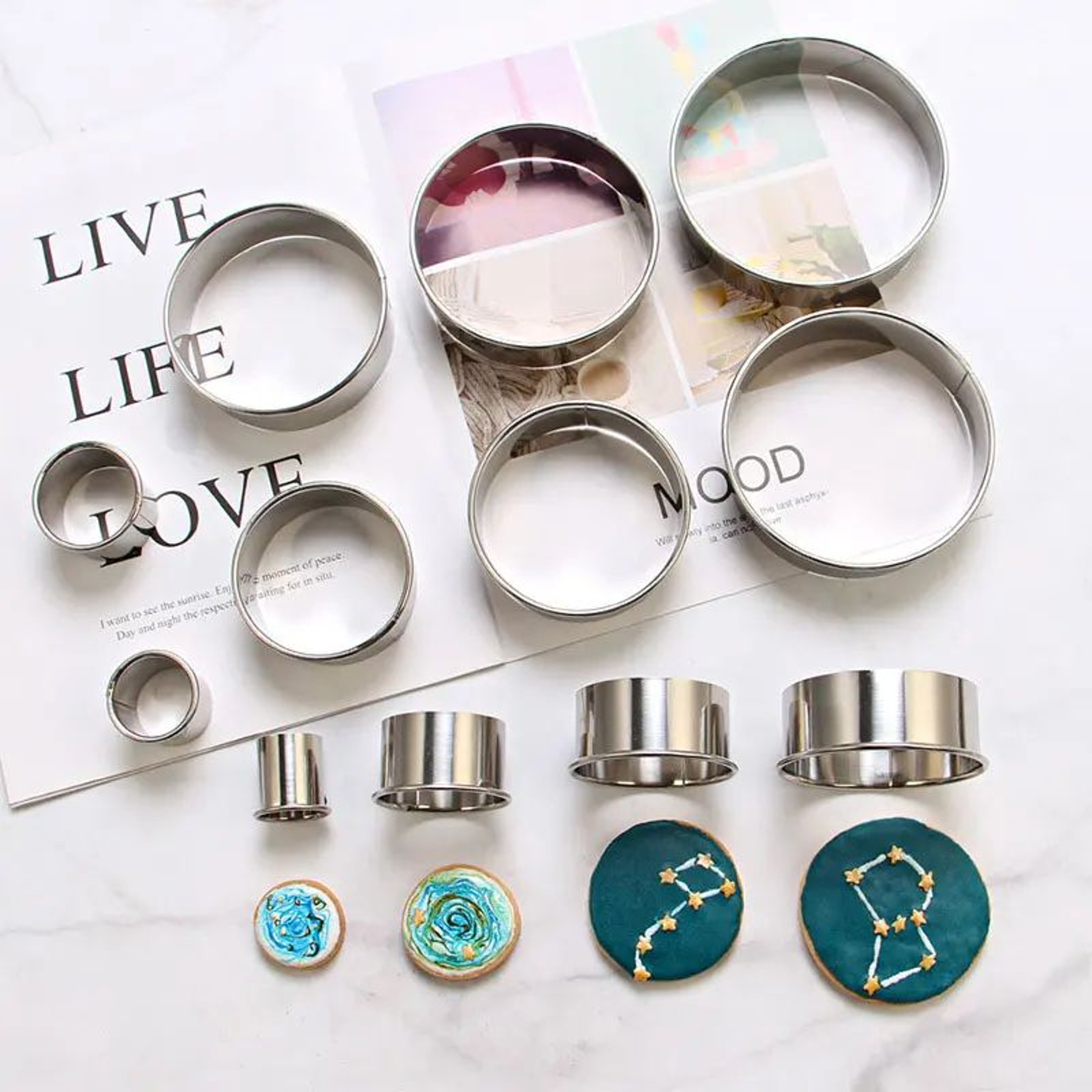 Stainless Steel Mousse Ring Set Round Cake Cutter Baking Molds 3