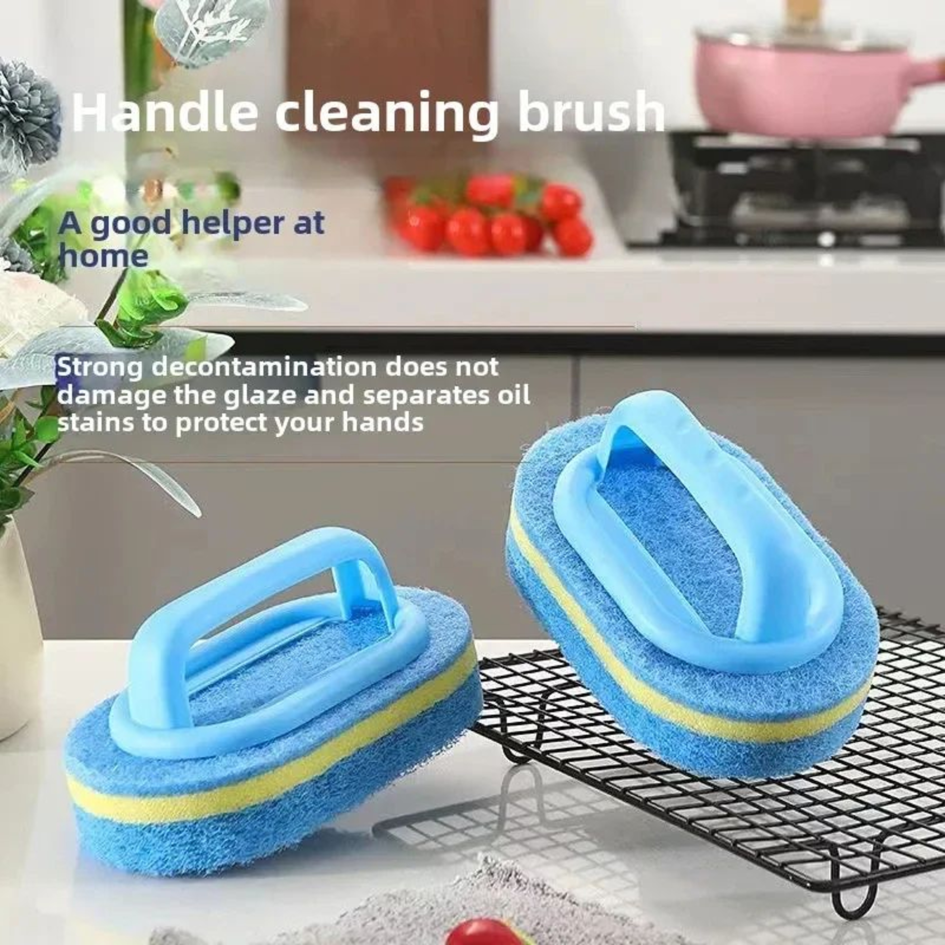 Multipurpose Cleaning Brush With Handle Sponge For Kitchen And Bathroom 1