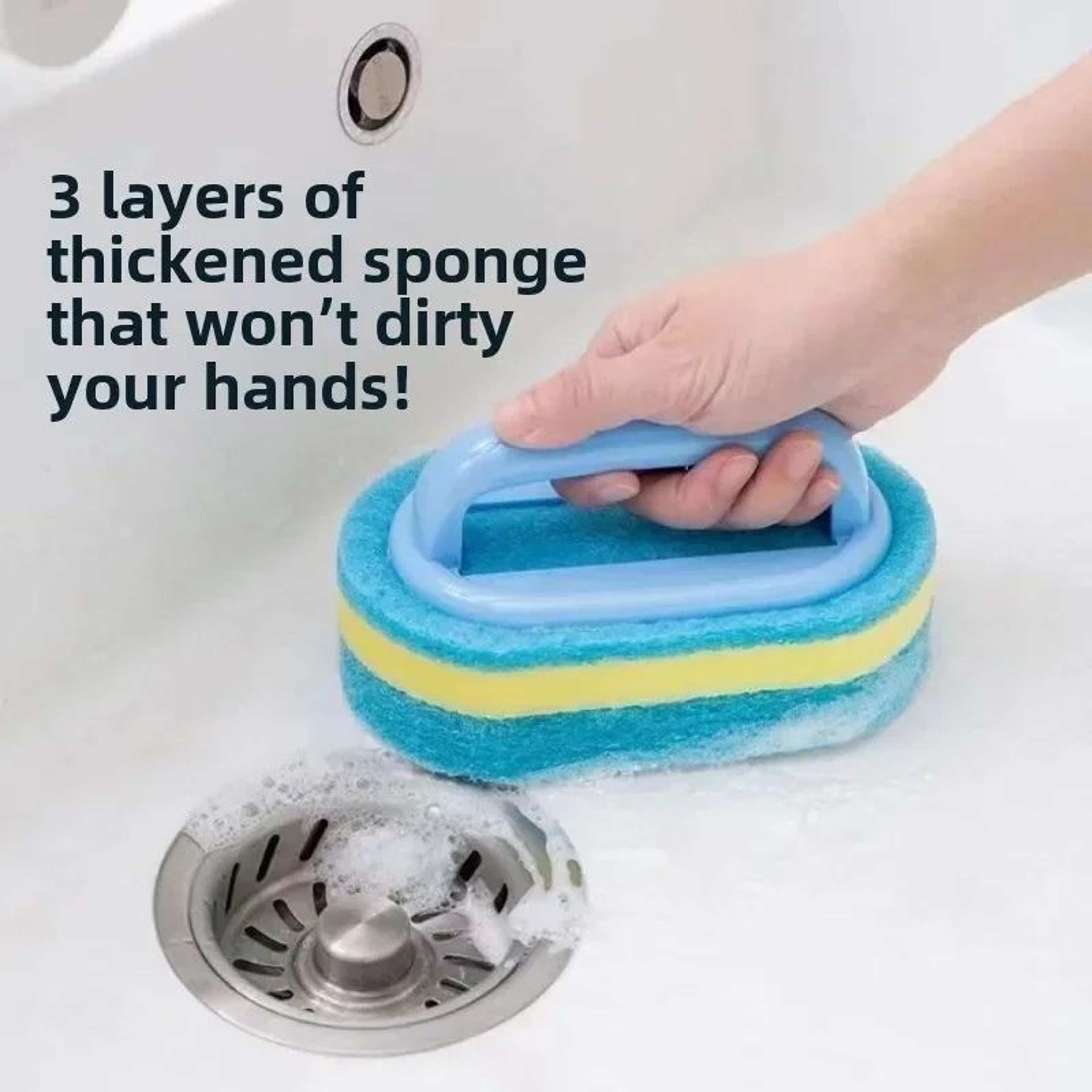 Multipurpose Cleaning Brush With Handle Sponge For Kitchen And Bathroom 4