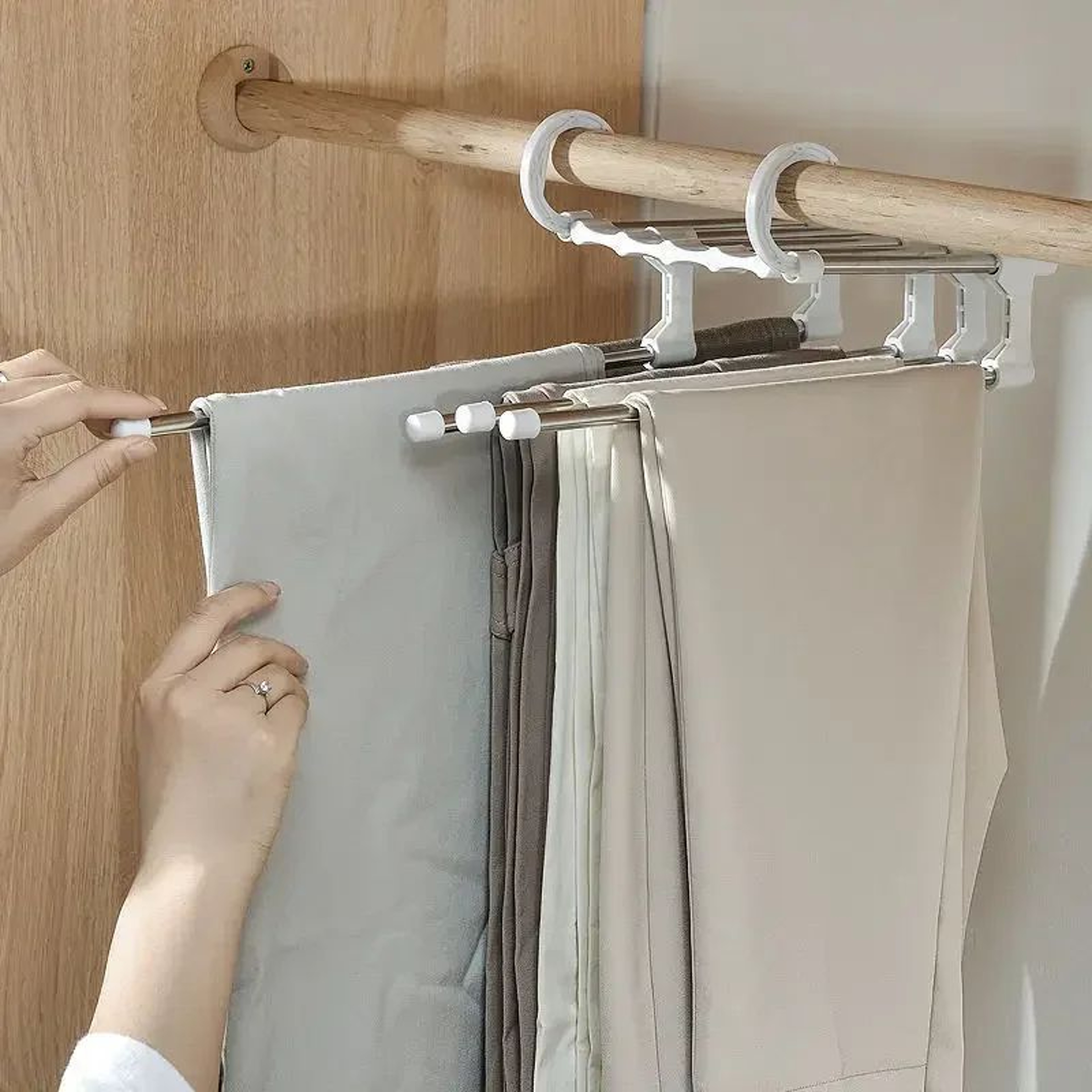 Telescopic Pants Hanger Space Saving Multi Layer Closet Organizer Rack 1