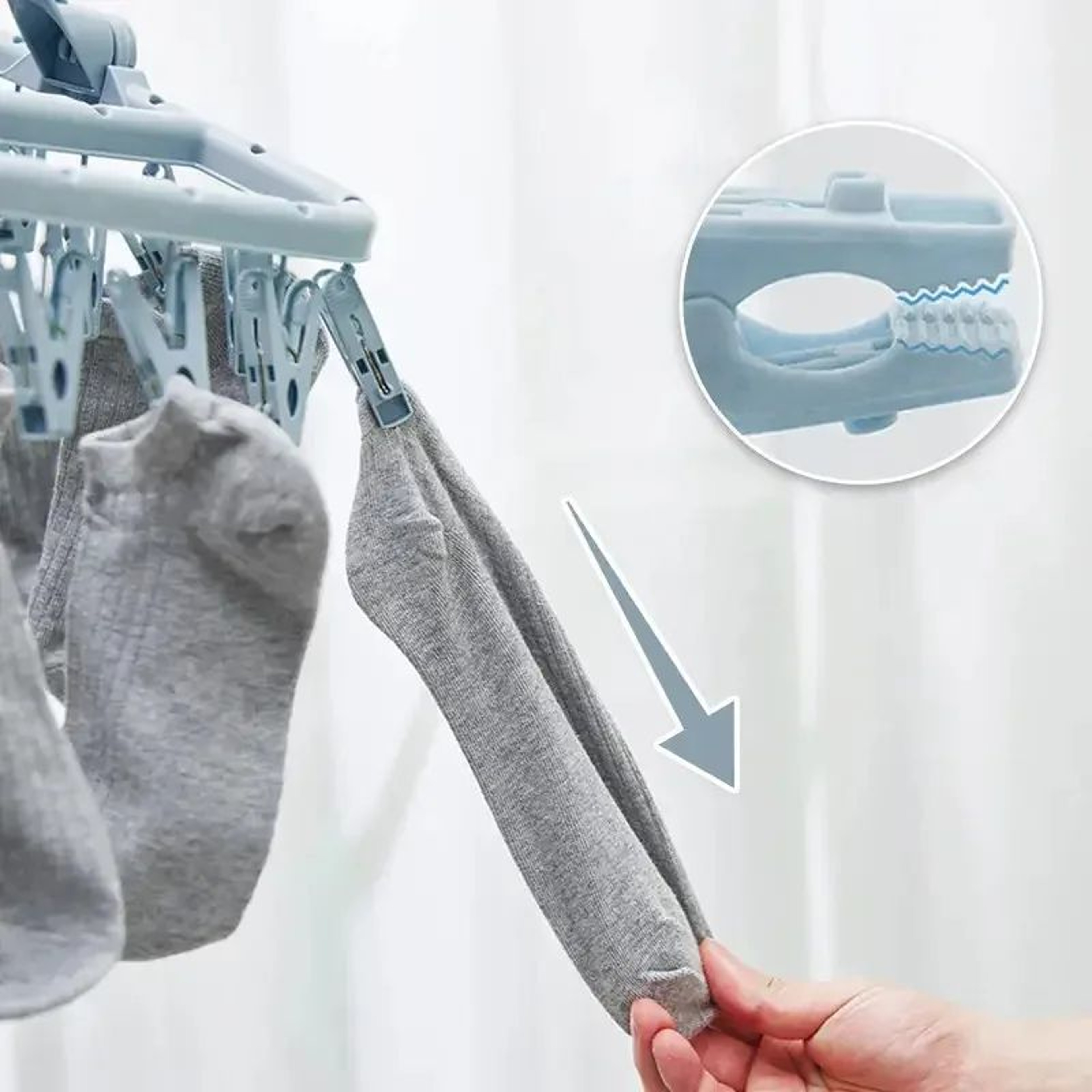 Foldable Clothes Drying Rack With Clips Portable Laundry Hanger Sock Drying Rack 4
