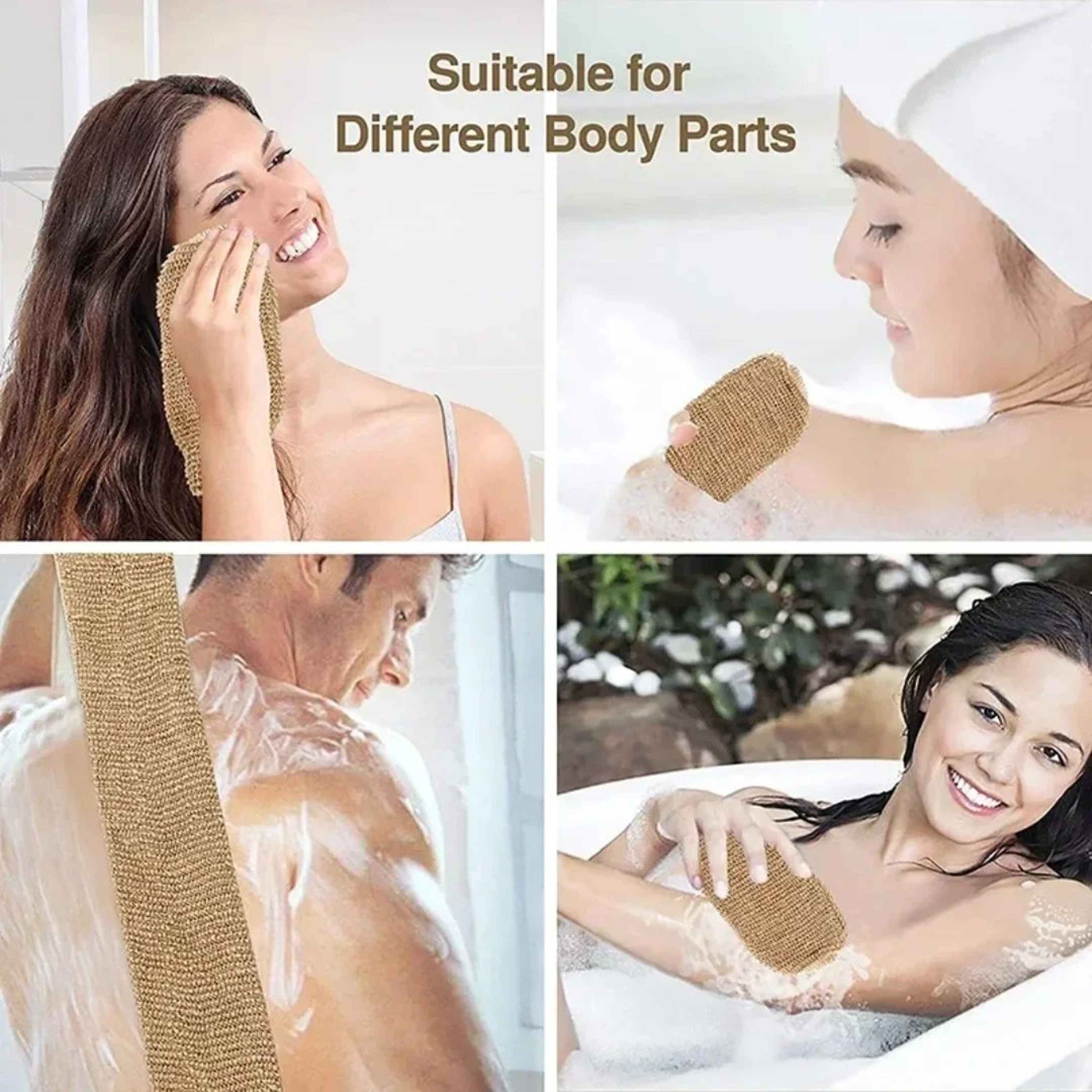 Hemp Back Scrubber Exfoliating Bath Strap Natural Jute Shower Body Cleaning Set 4