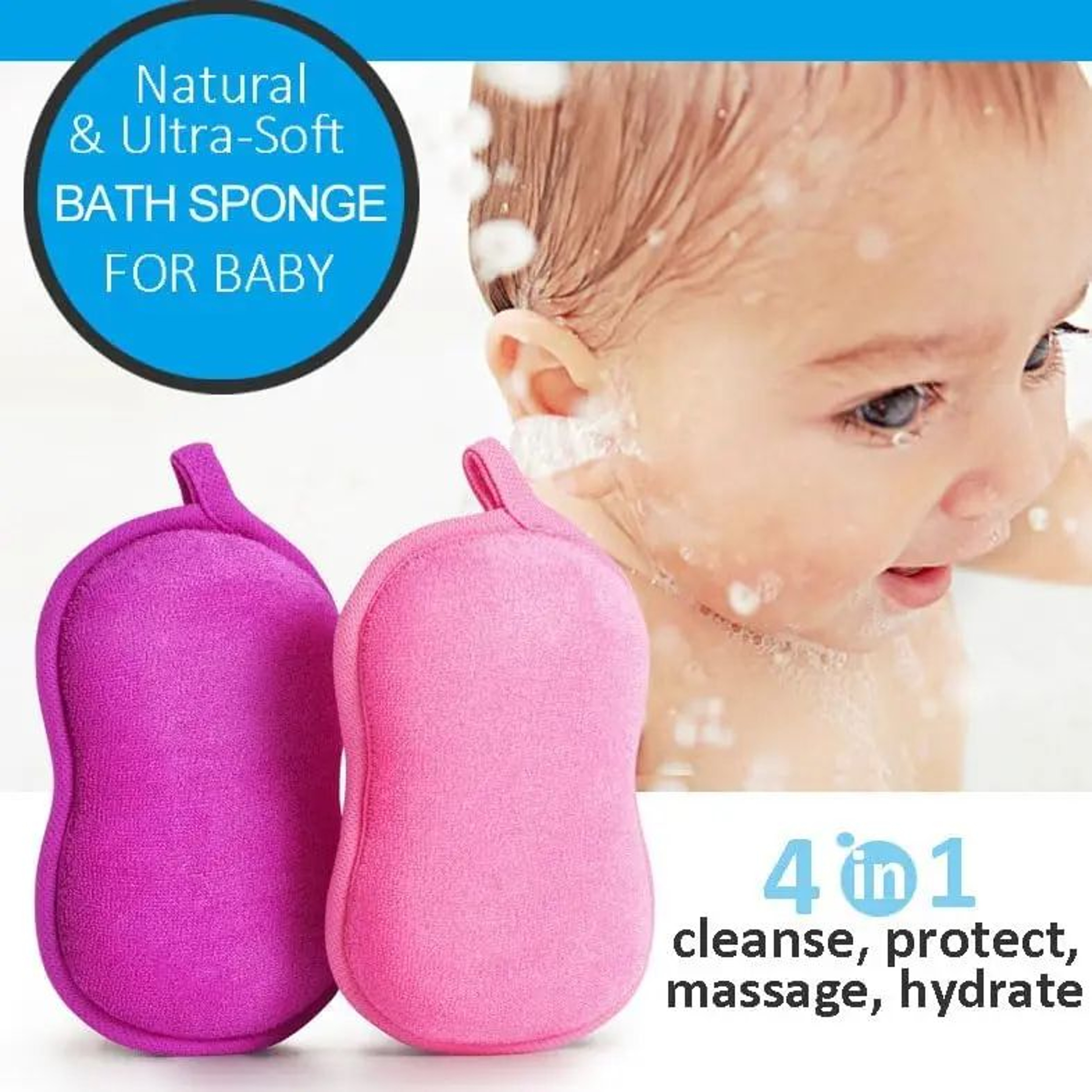 Natural Baby Bath Sponge Set Soft Infant Bath Sponge Gentle Kids Bath Sponge 0