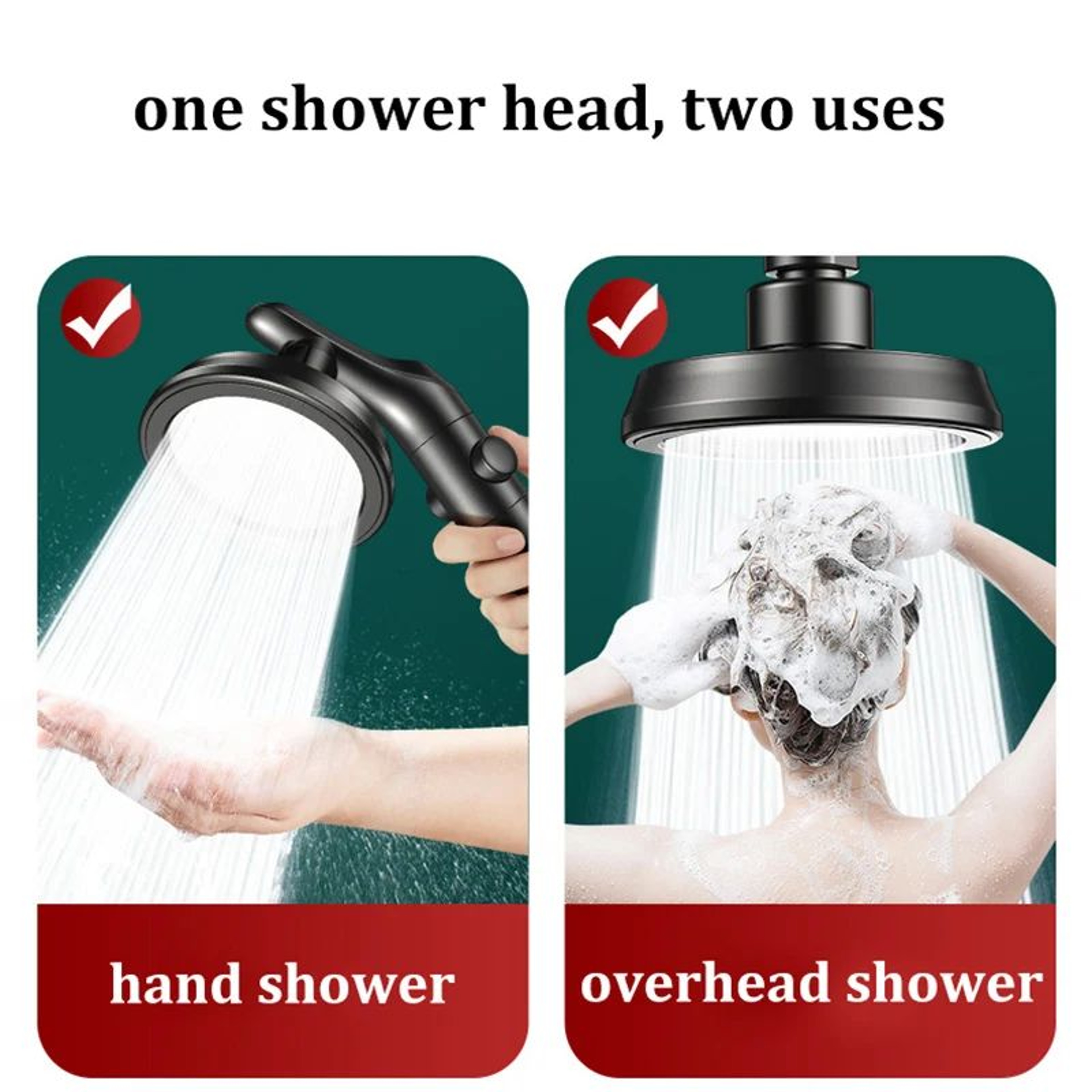 Dual Shower Head Set Handheld And Overhead High Pressure Shower Head 2