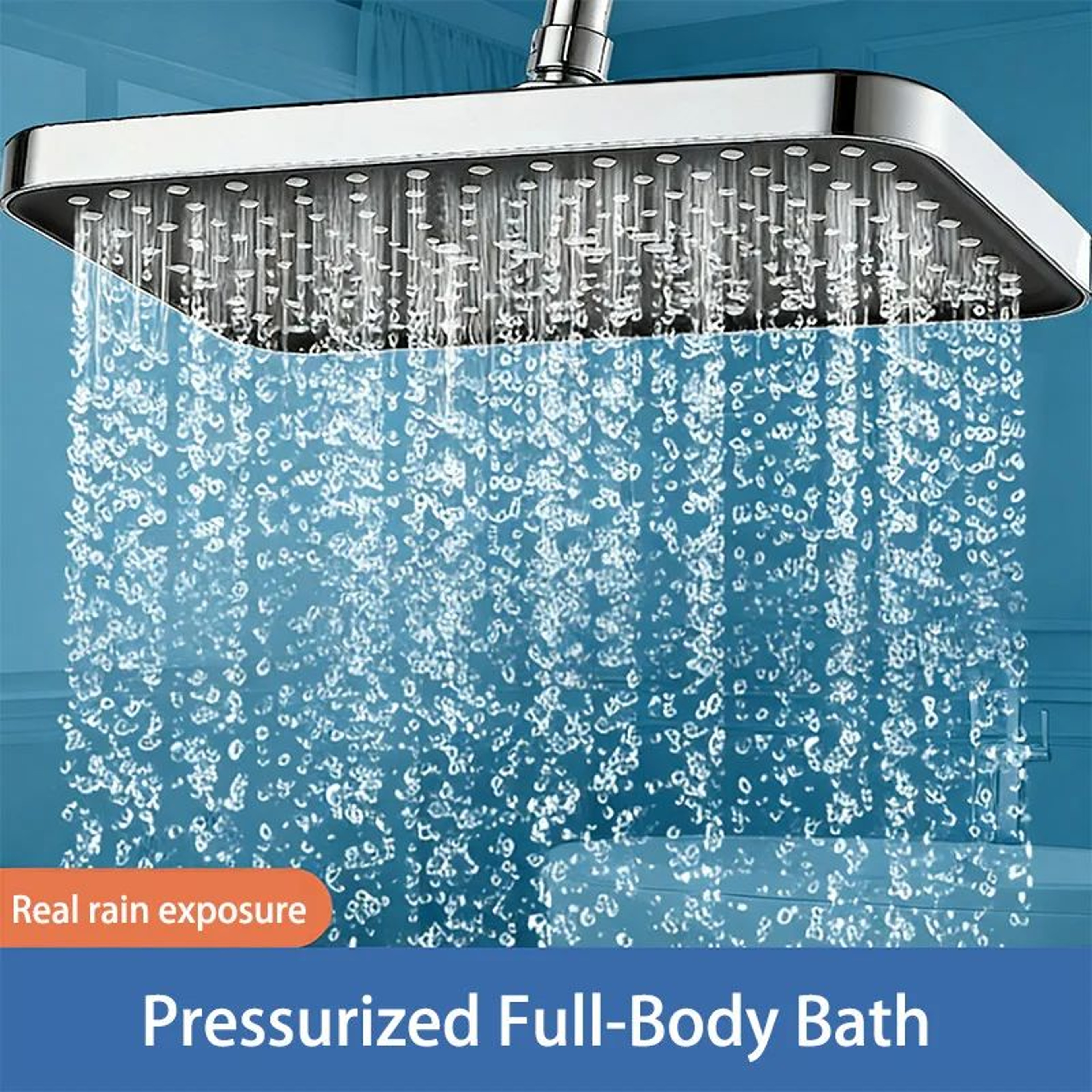 High Pressure Rainfall Shower Head Large Panel 360 Adjustable Bathroom Set 3