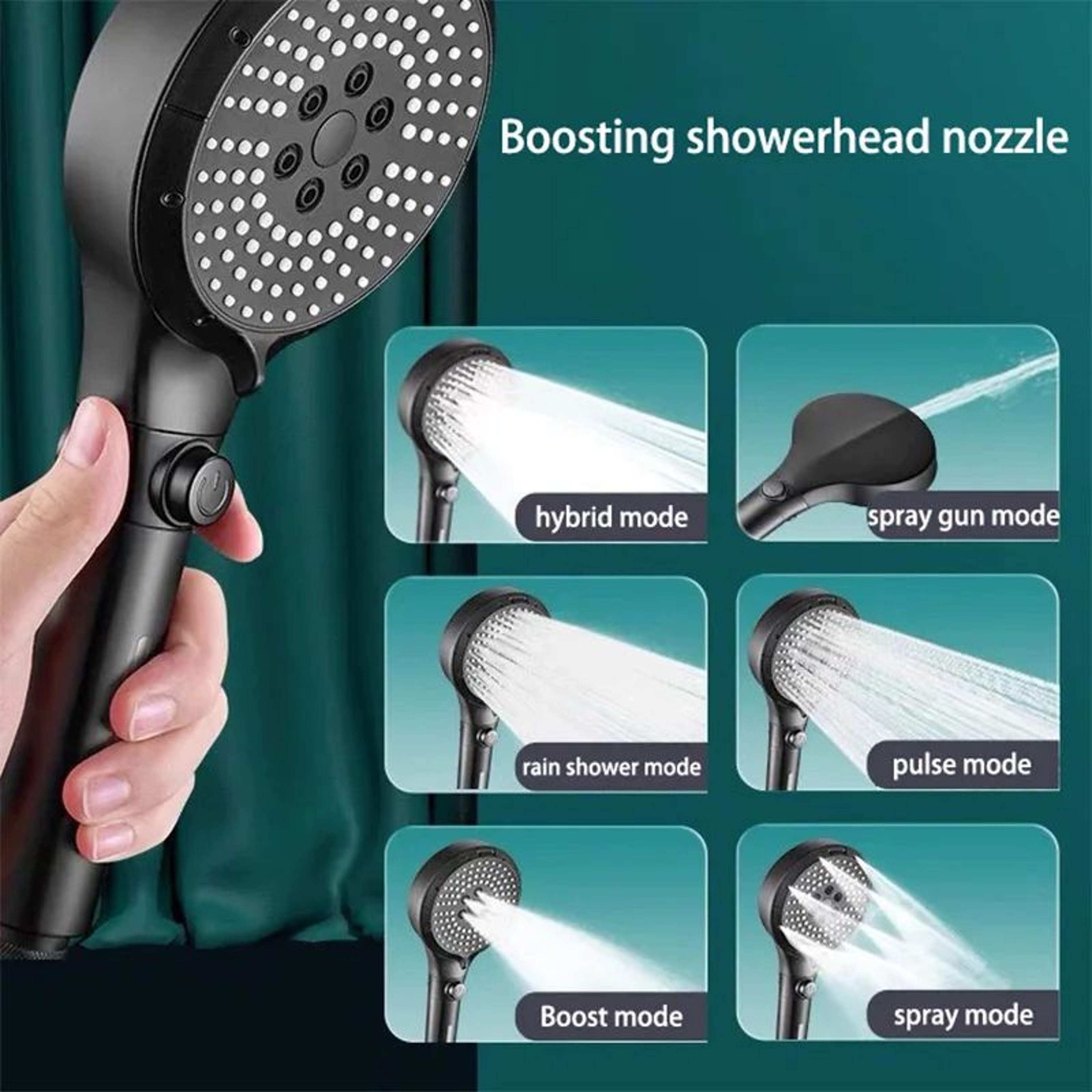 High Pressure Shower Head 6 Mode Adjustable Multifunction Handheld 0