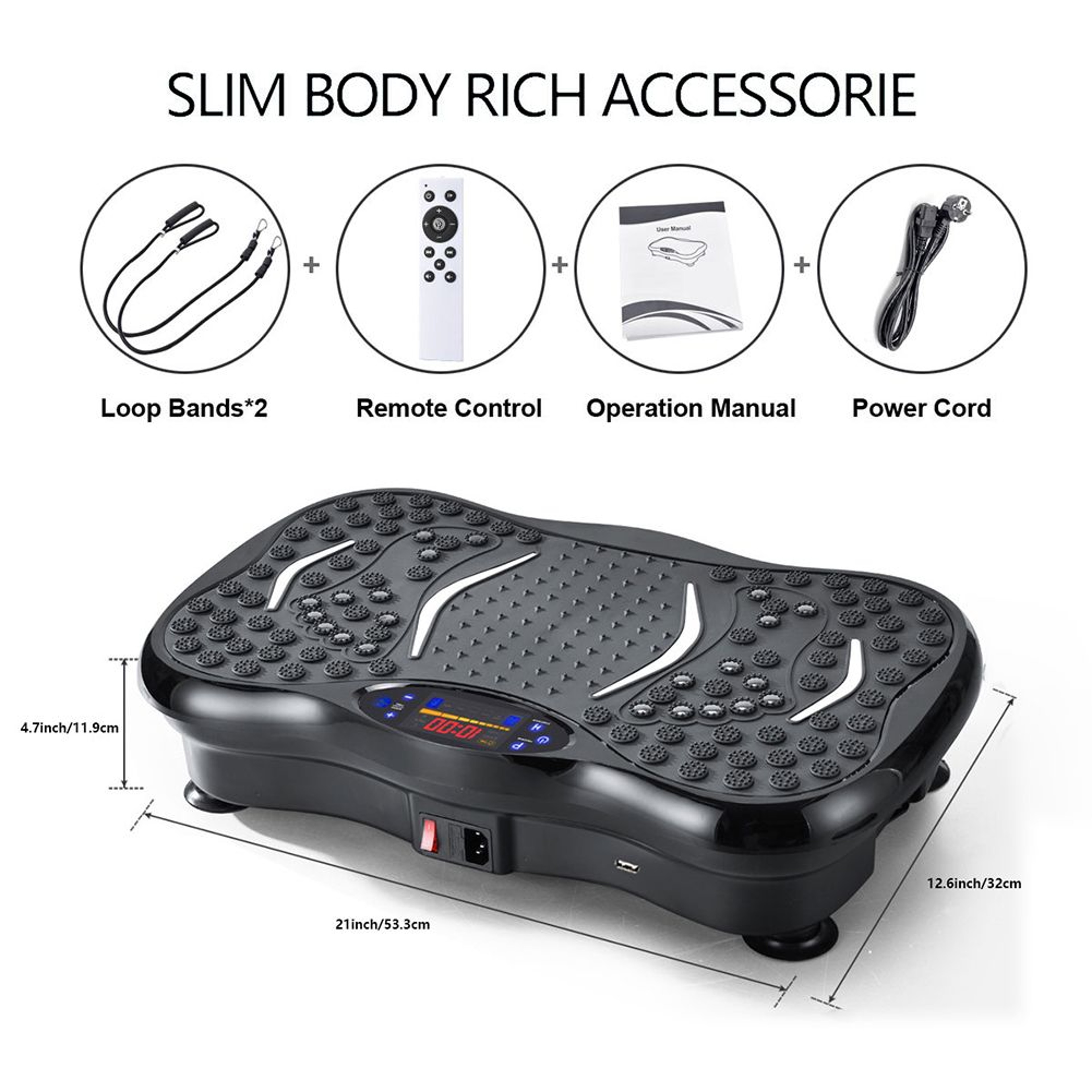 Vibration Plate Exercise Machine Full Body Workout Trainer With Resistance Bands 6