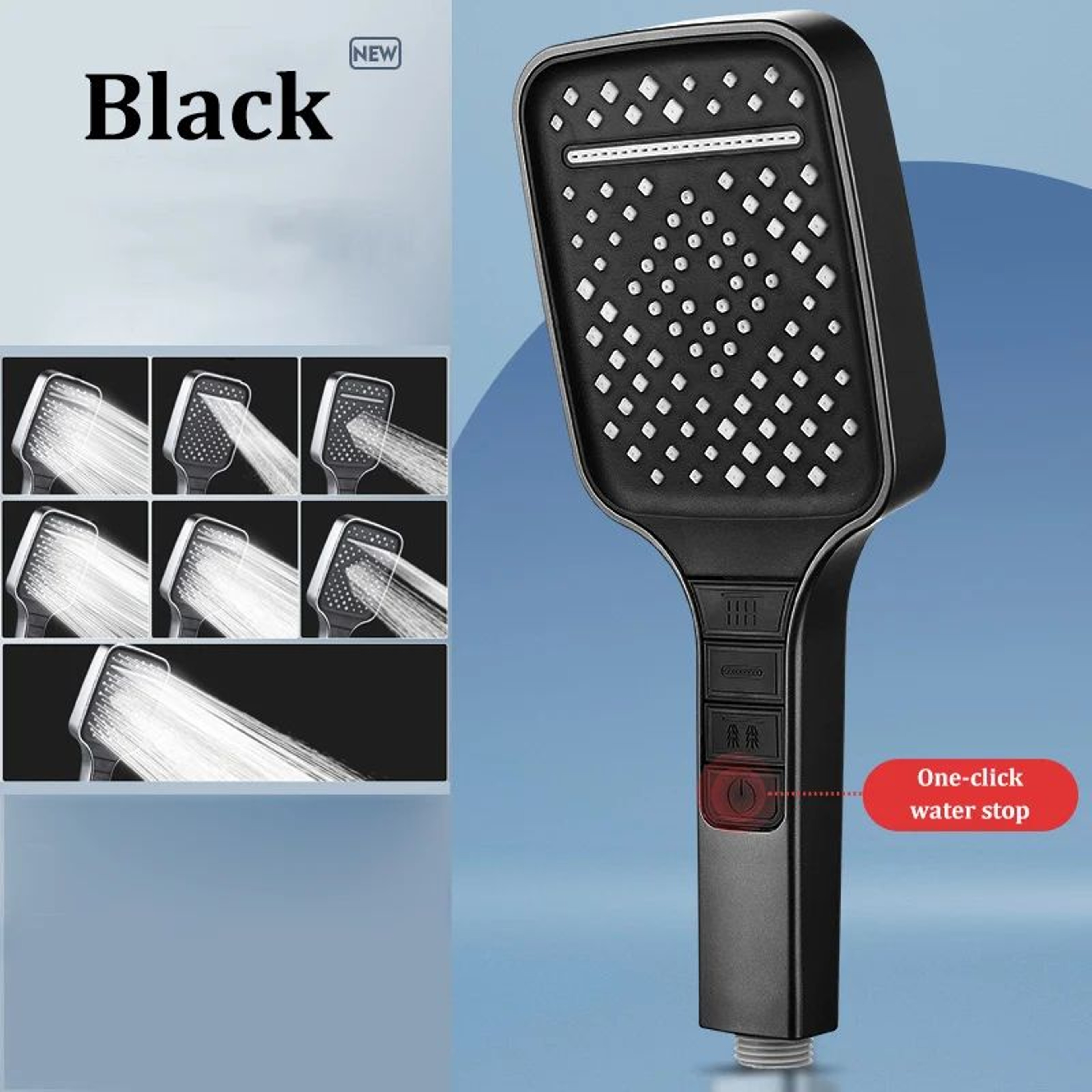 High Pressure Shower Head 7 Mode Adjustable Water Saving Shower Set 6