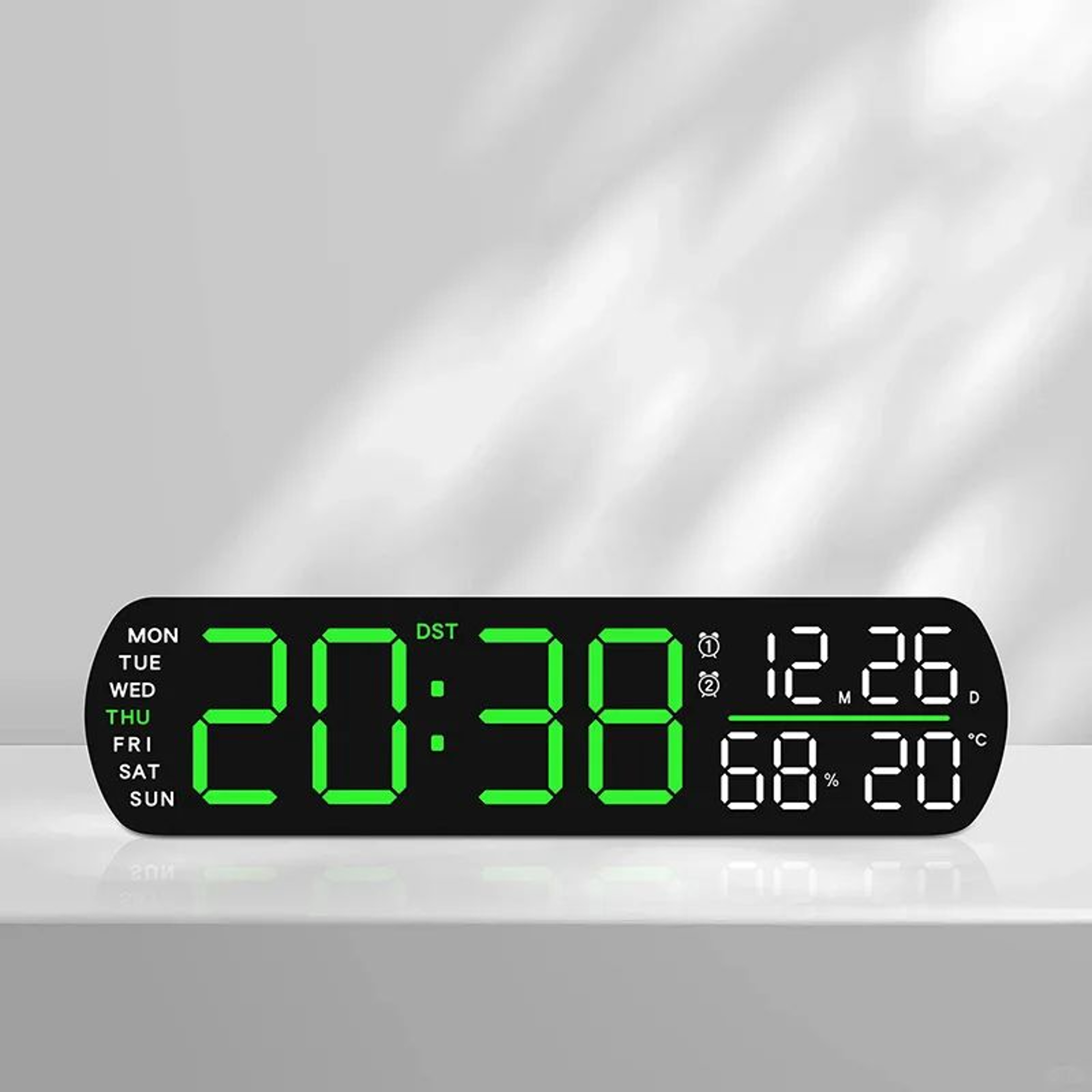 Modern LED Digital Alarm Clock With Temperature Humidity Display And Auto Dimming 0