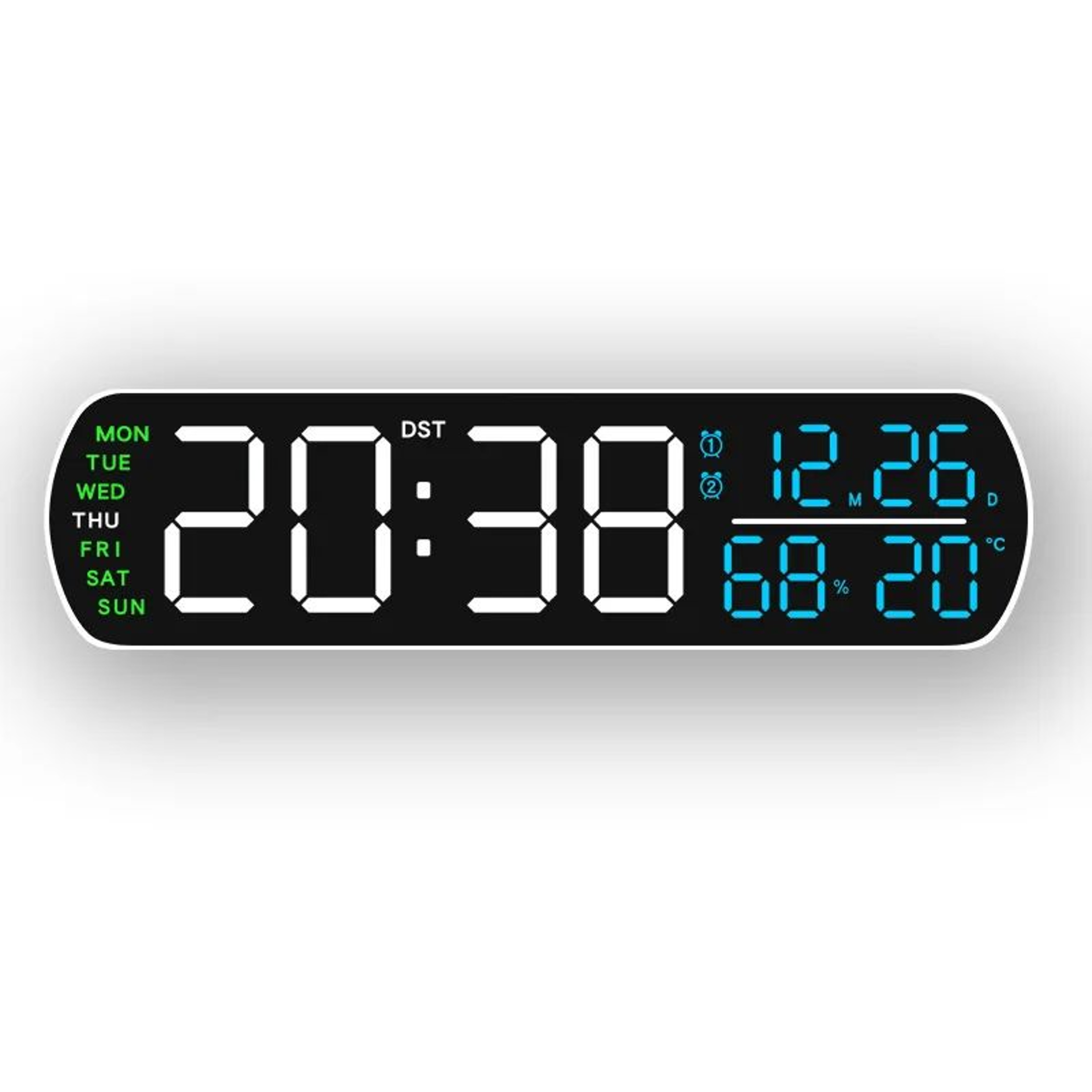 Modern LED Digital Alarm Clock With Temperature Humidity Display And Auto Dimming 13