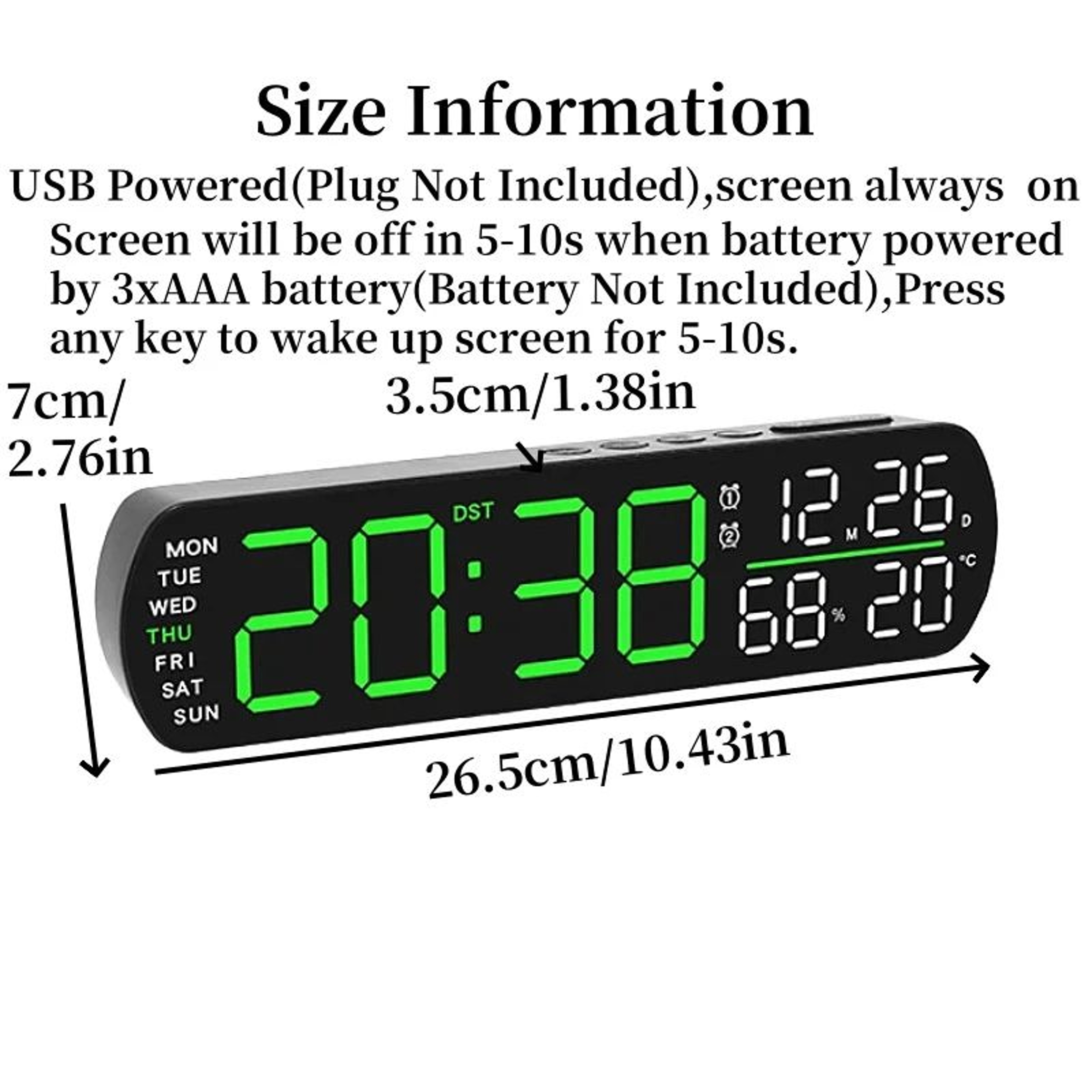 Modern LED Digital Alarm Clock With Temperature Humidity Display And Auto Dimming 1
