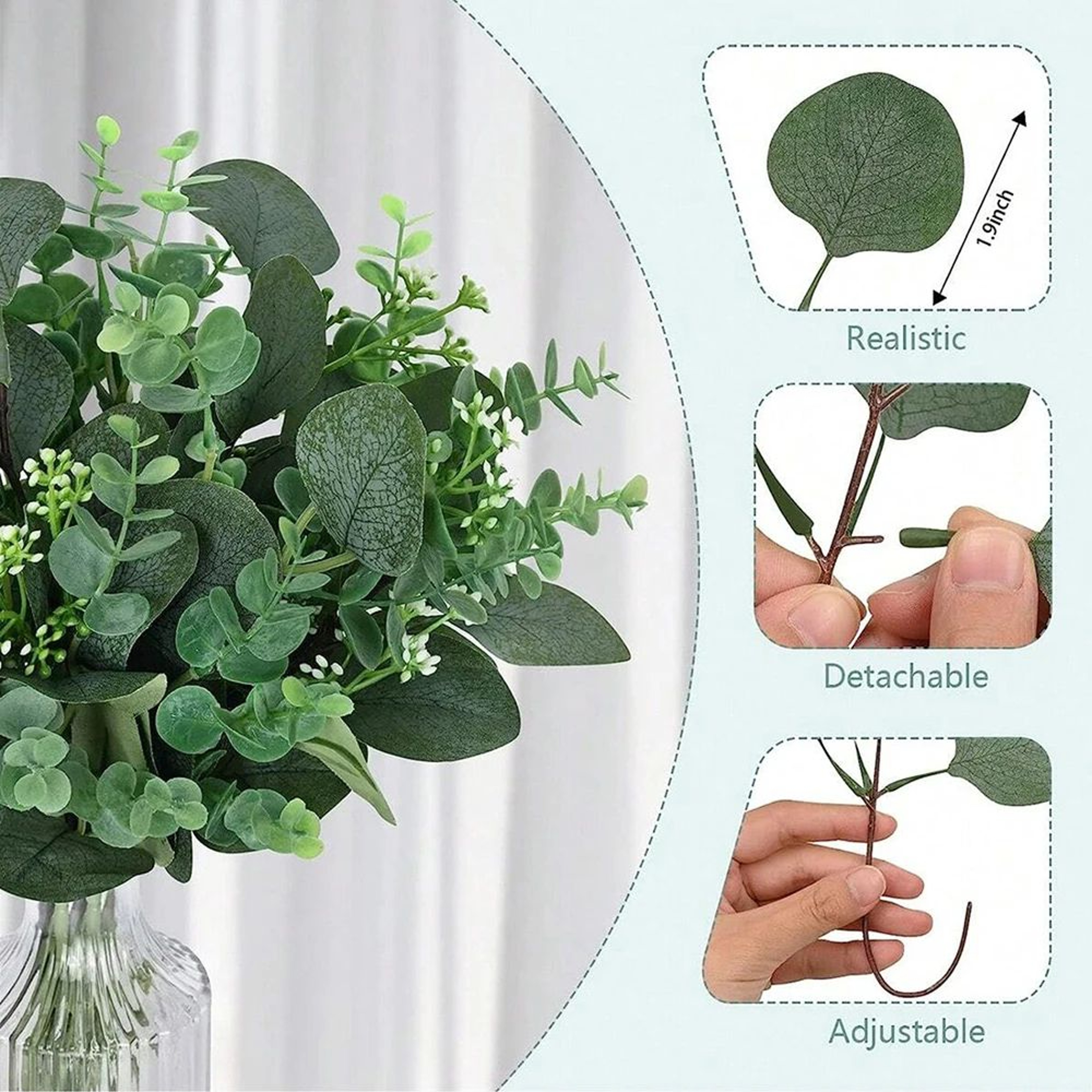 Artificial Eucalyptus Stems Realistic Greenery Decor For Home And Wedding Arrangements 5