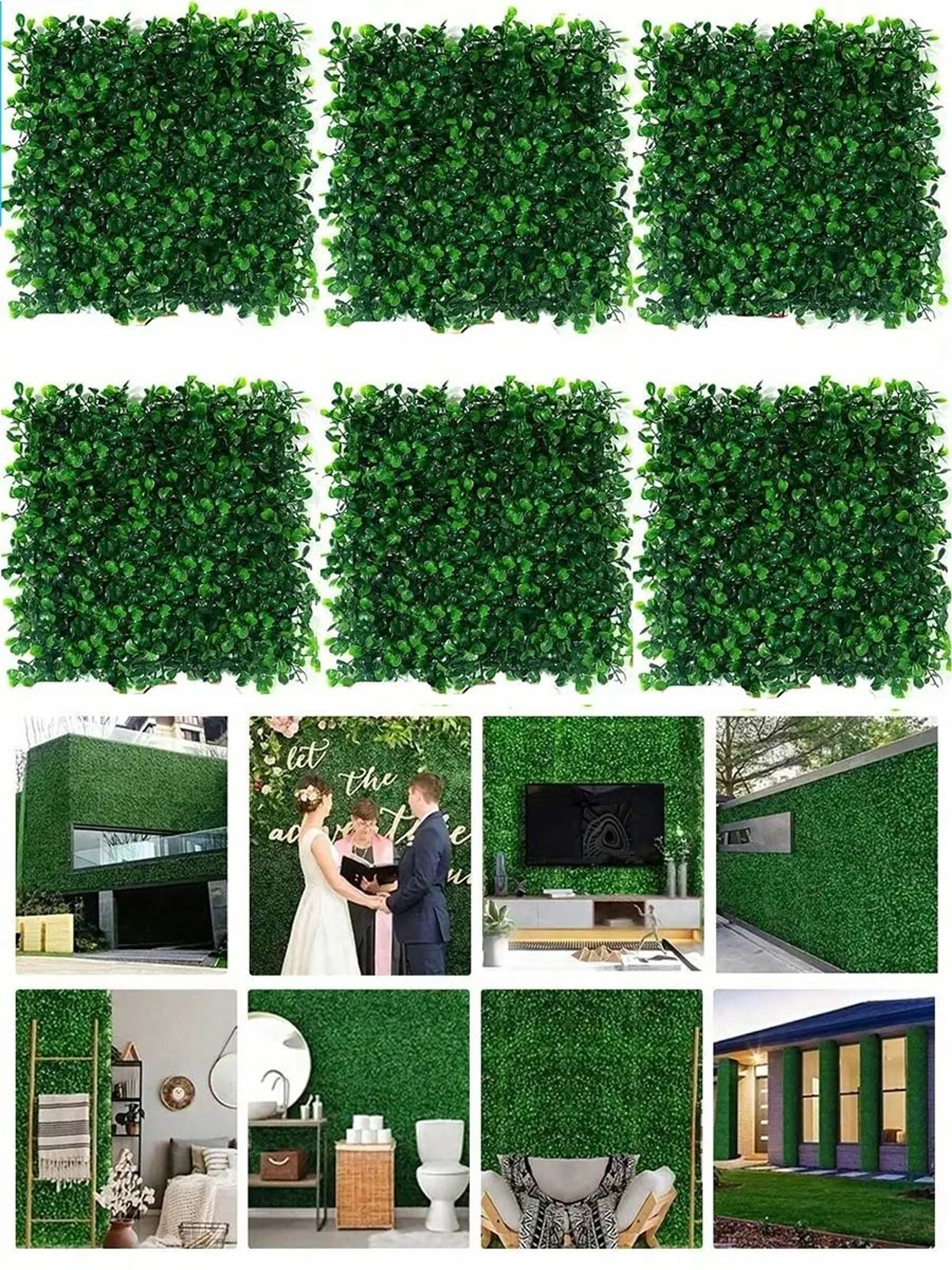 Artificial Boxwood Hedge Wall Panels UV Protected Greenery Privacy Decor Set 1