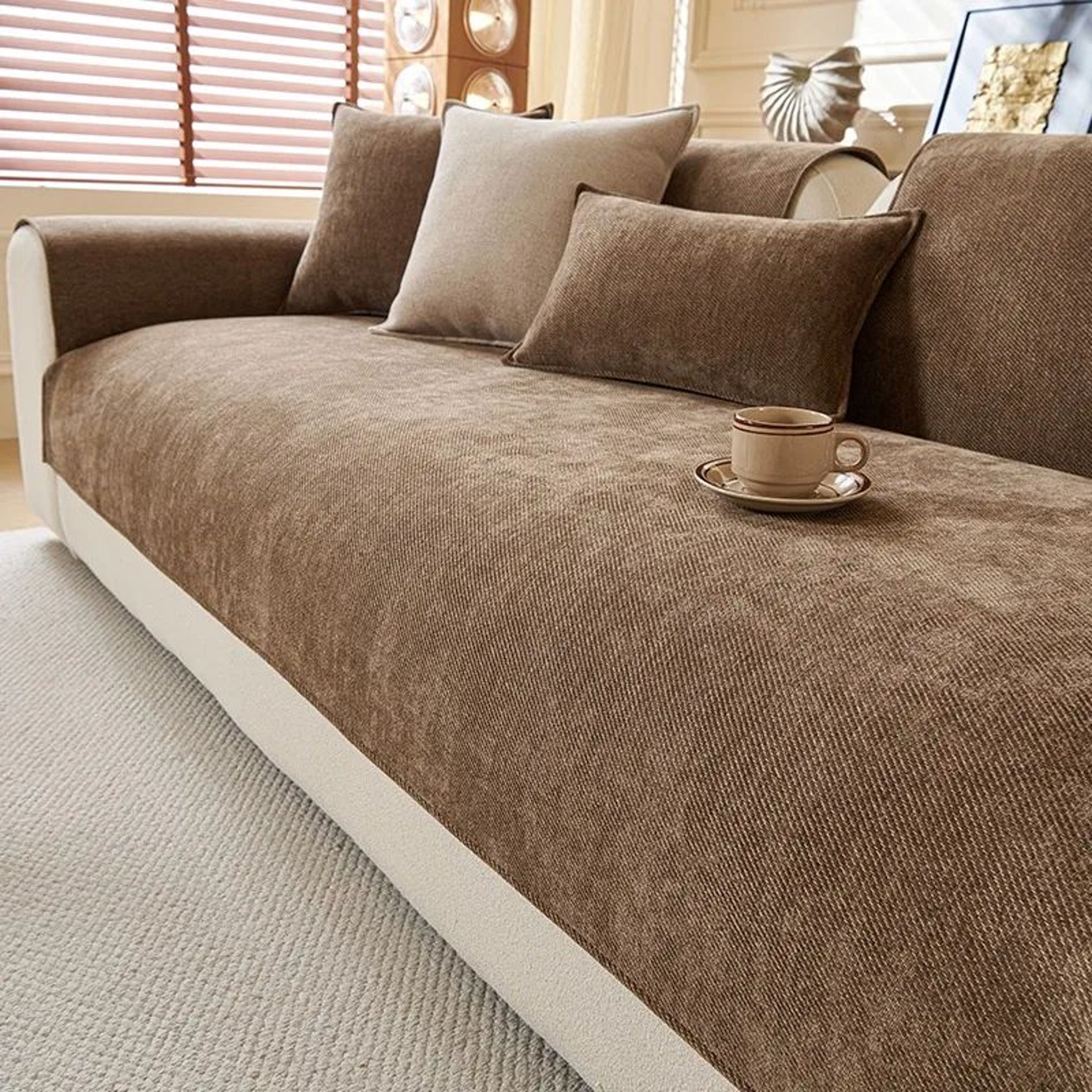 Minimalist Chenille Sofa Cover Anti Slip Couch Protector For Living Room Decor 6