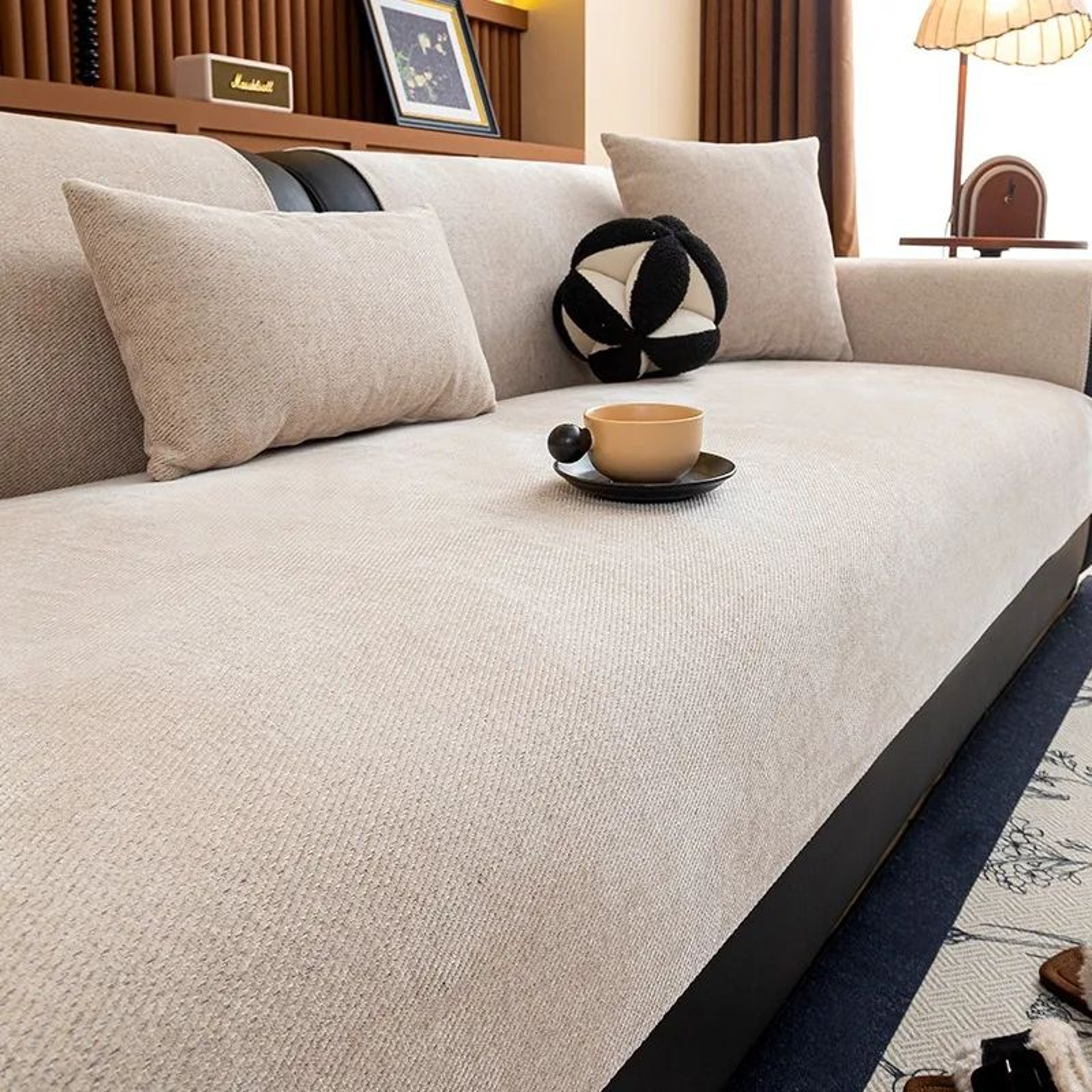 Minimalist Chenille Sofa Cover Anti Slip Couch Protector For Living Room Decor 7