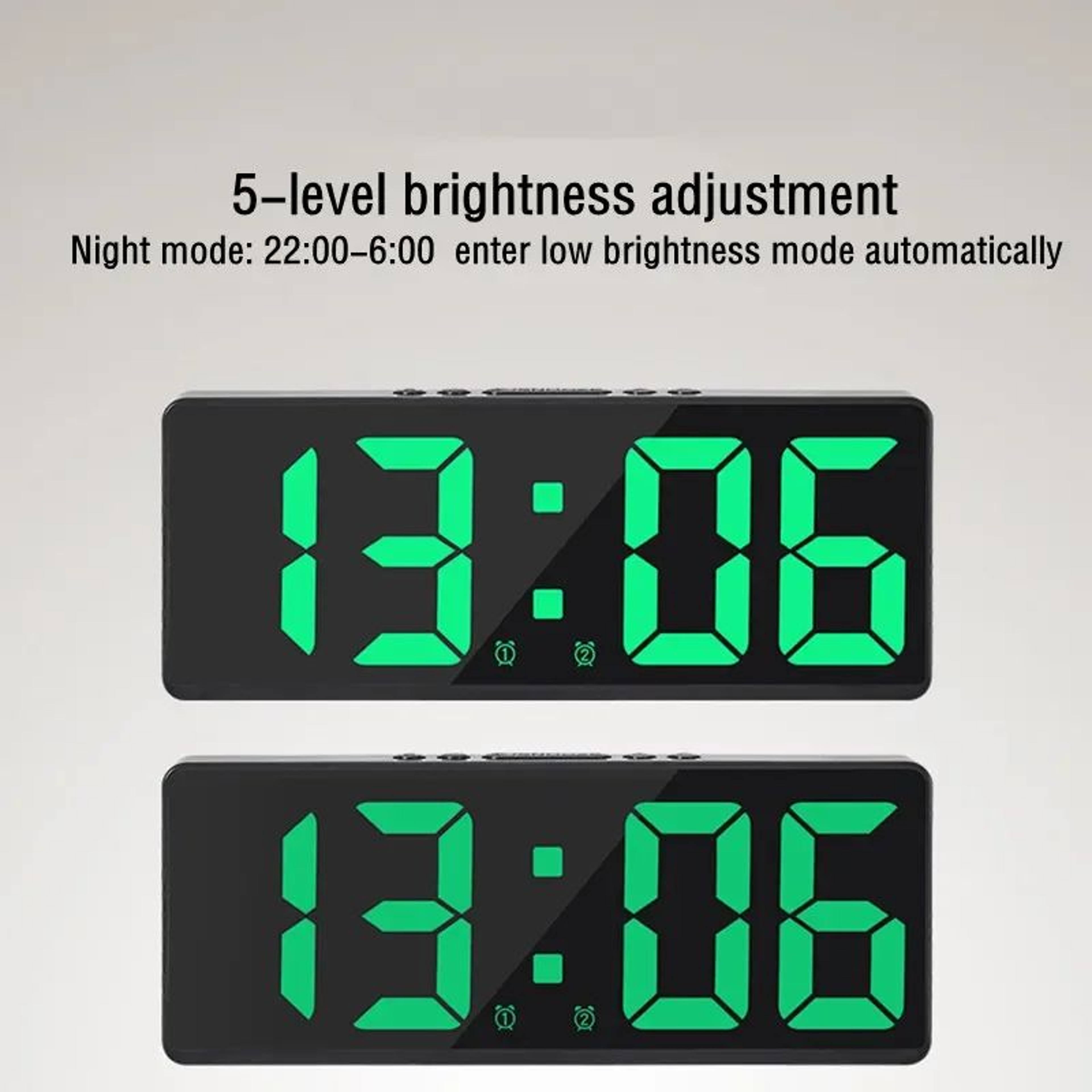 Smart LED Mirror Alarm Clock With Voice Control And Night Mode Display 4