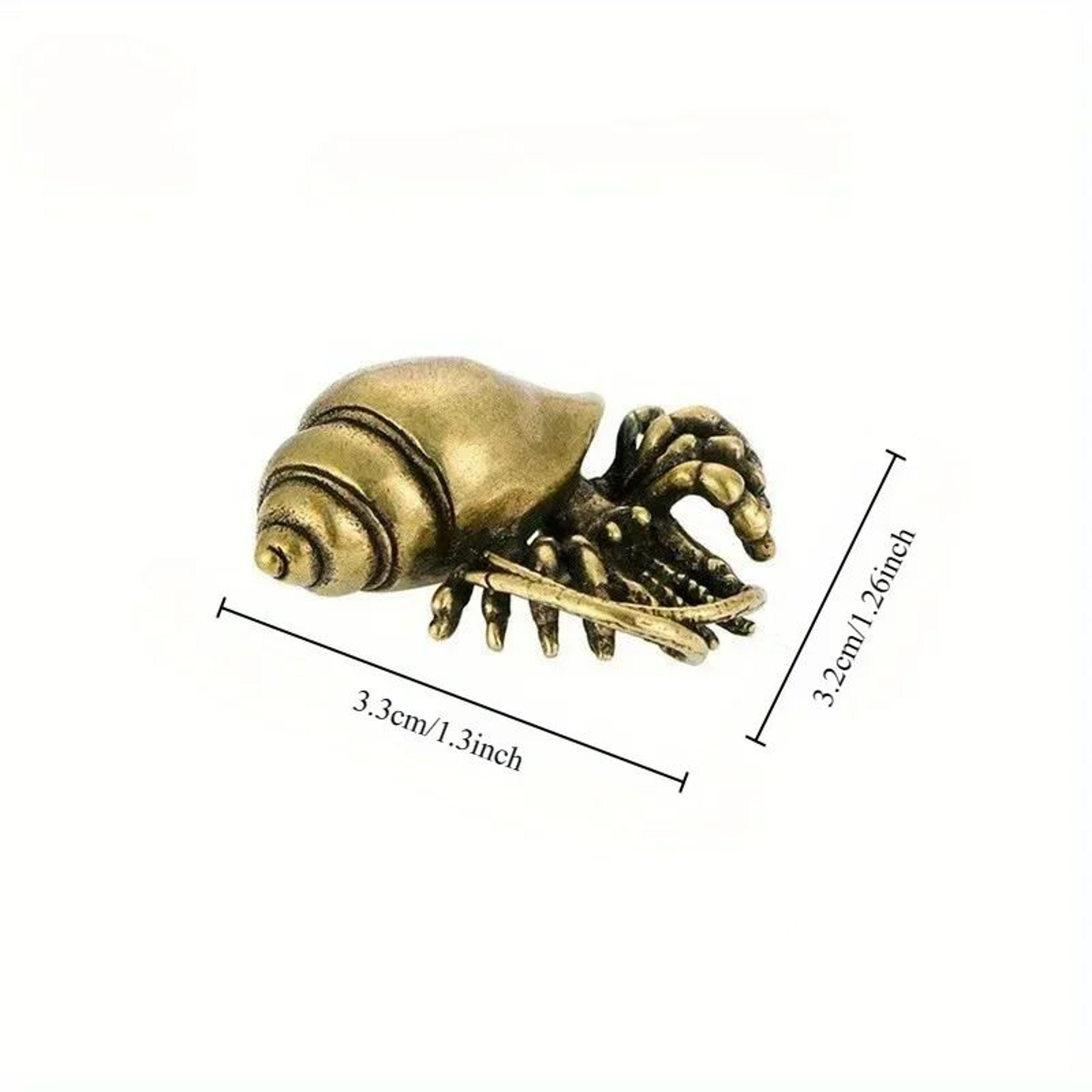 Vintage Brass Hermit Crab Figurine Decorative Desk Ornament 5