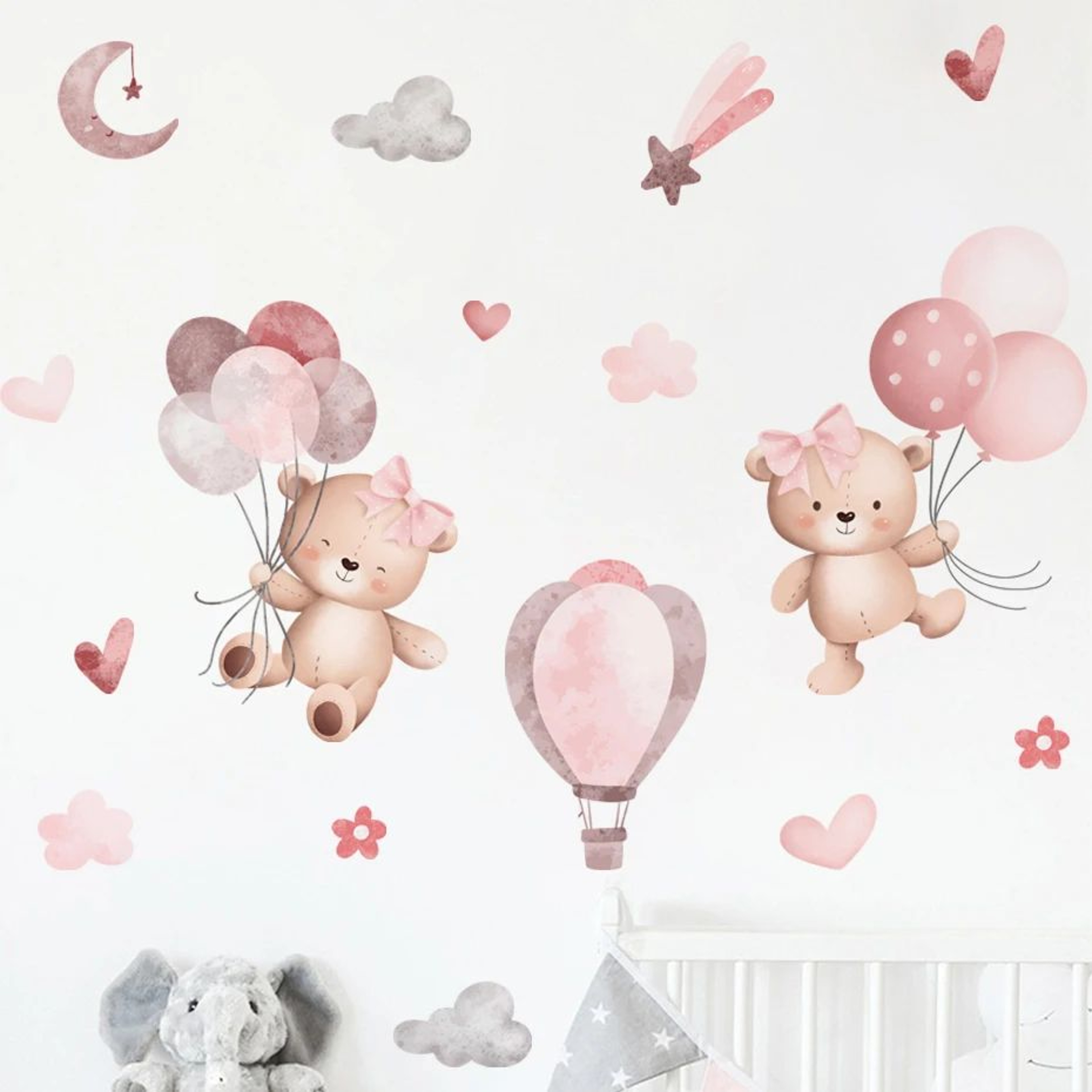 Cartoon Bear Balloon Wall Stickers Kids Room Nursery Wall Decals 0
