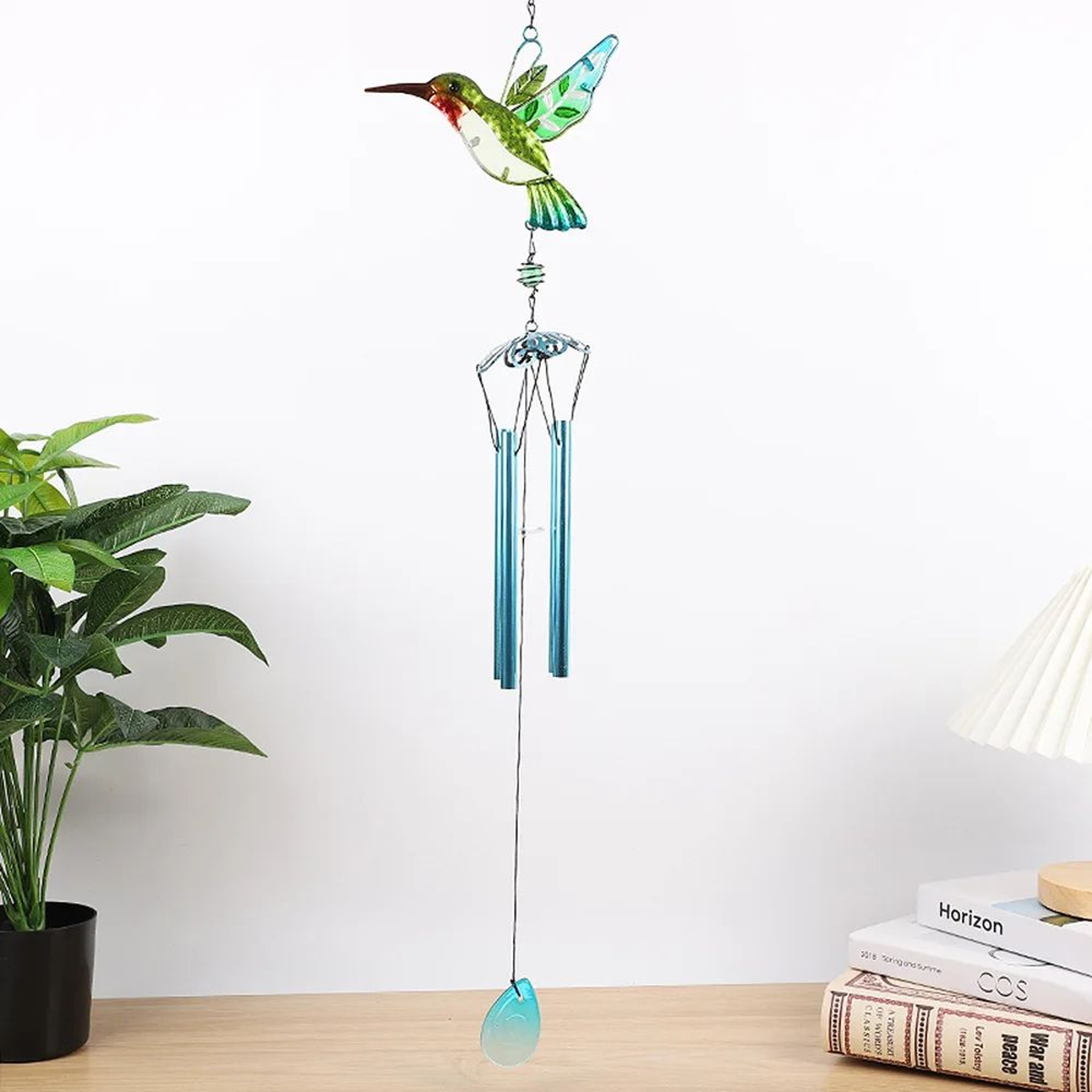 Hummingbird Wind Chime Metal Glass Garden Hanging Decor 2