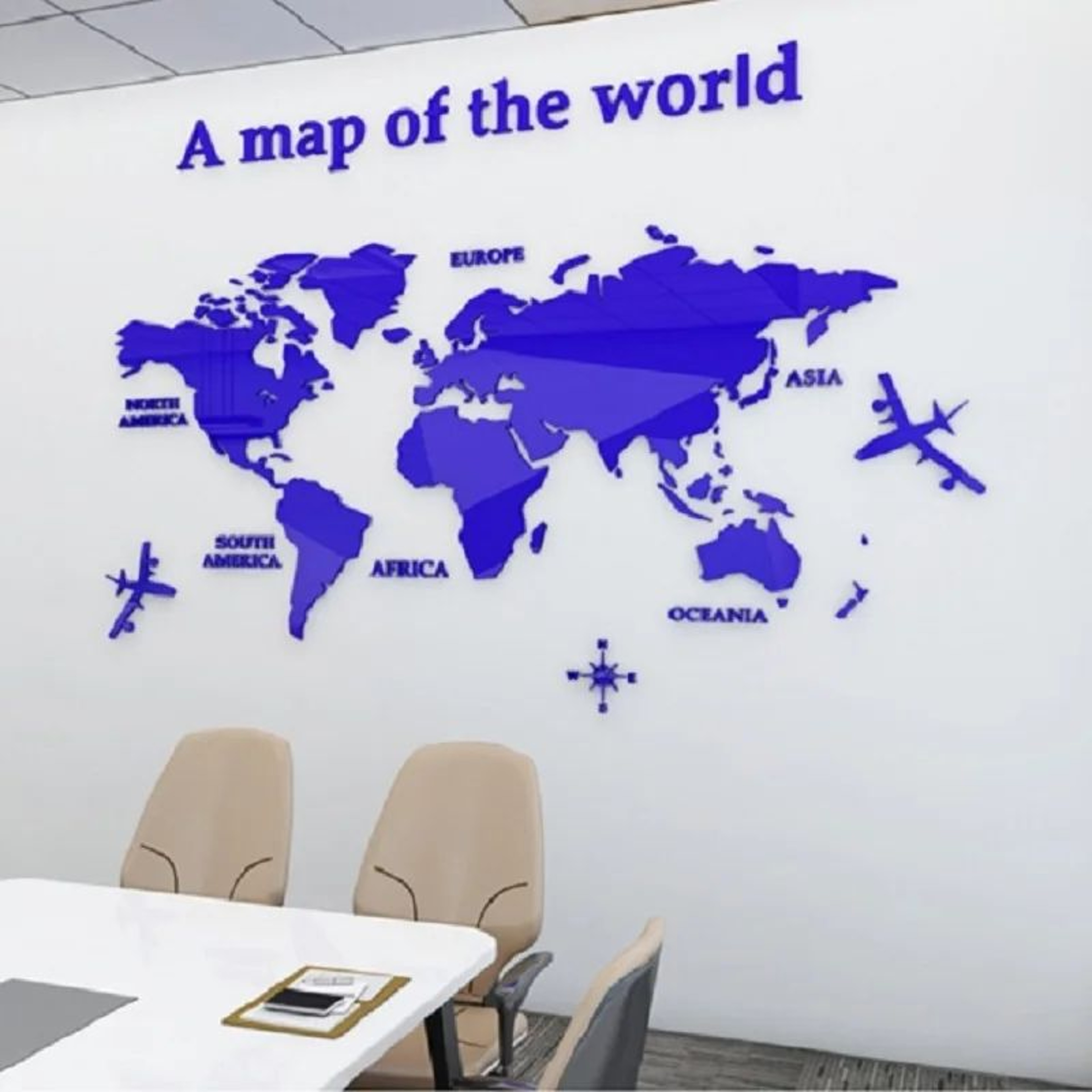 3D Acrylic World Map Wall Sticker Modern Wall Decor 8