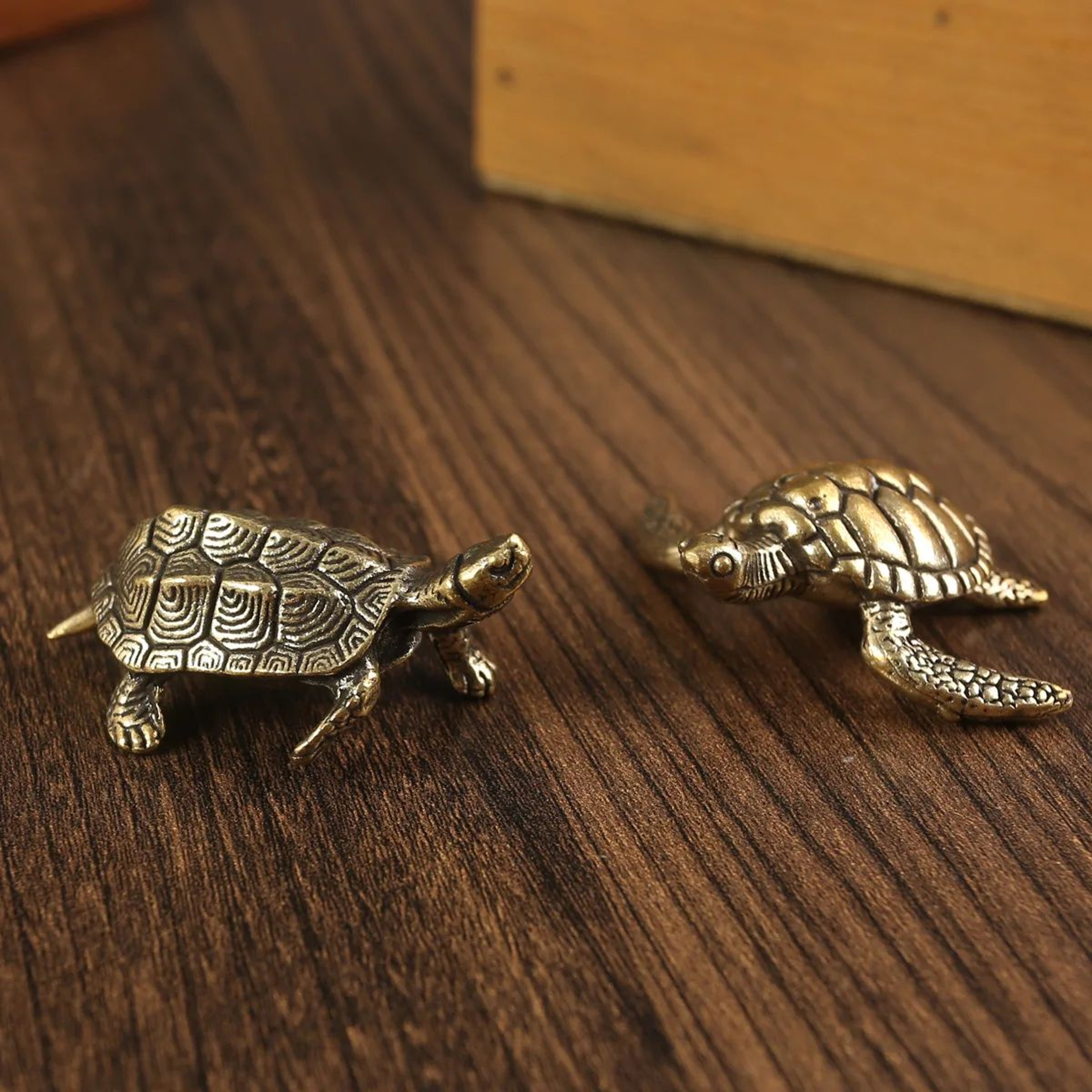 Vintage Brass Turtle Figurine Feng Shui Decor For Desk And Home 1