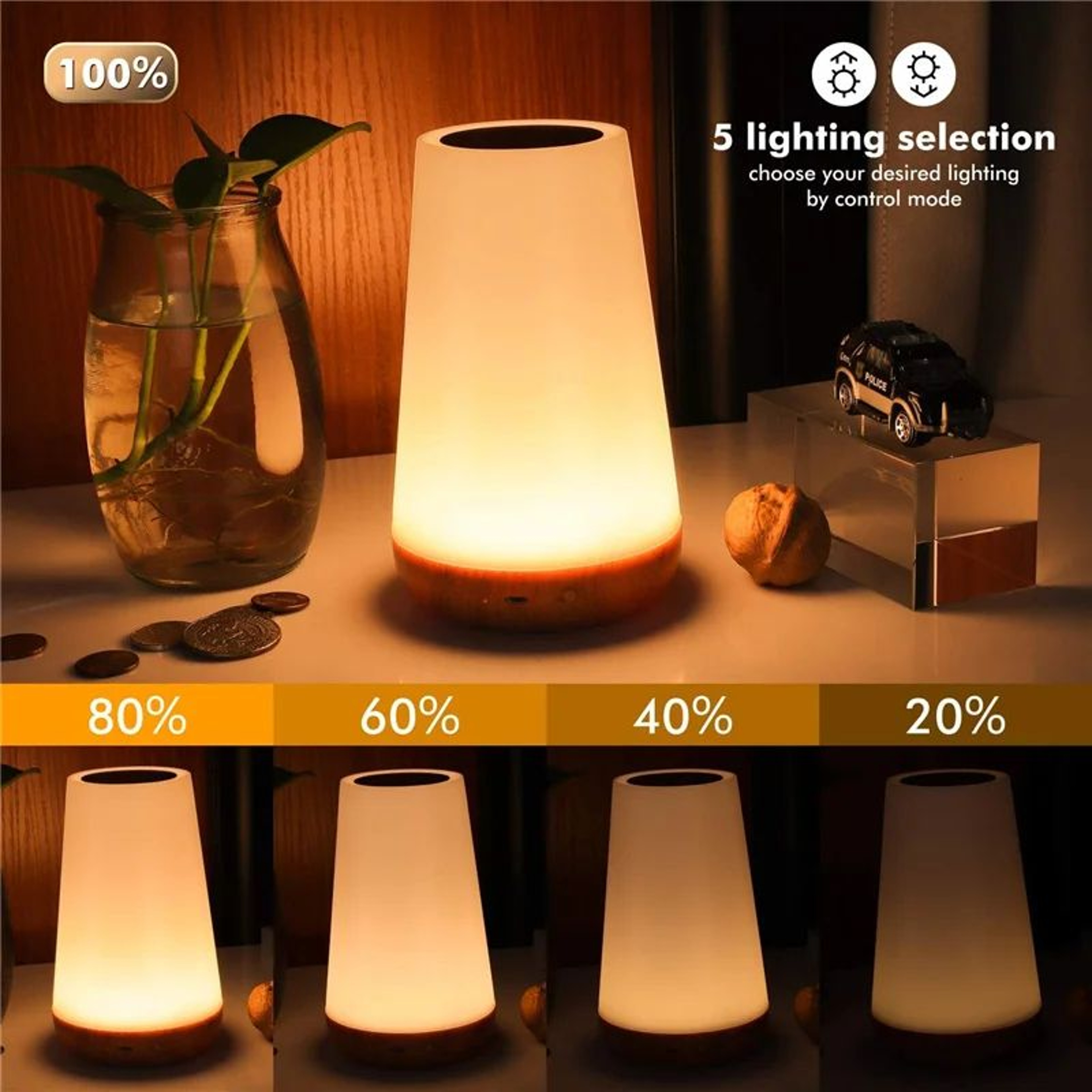 RGB Color Changing Touch Night Light Lamp With Remote Control And USB Rechargeable Design 2