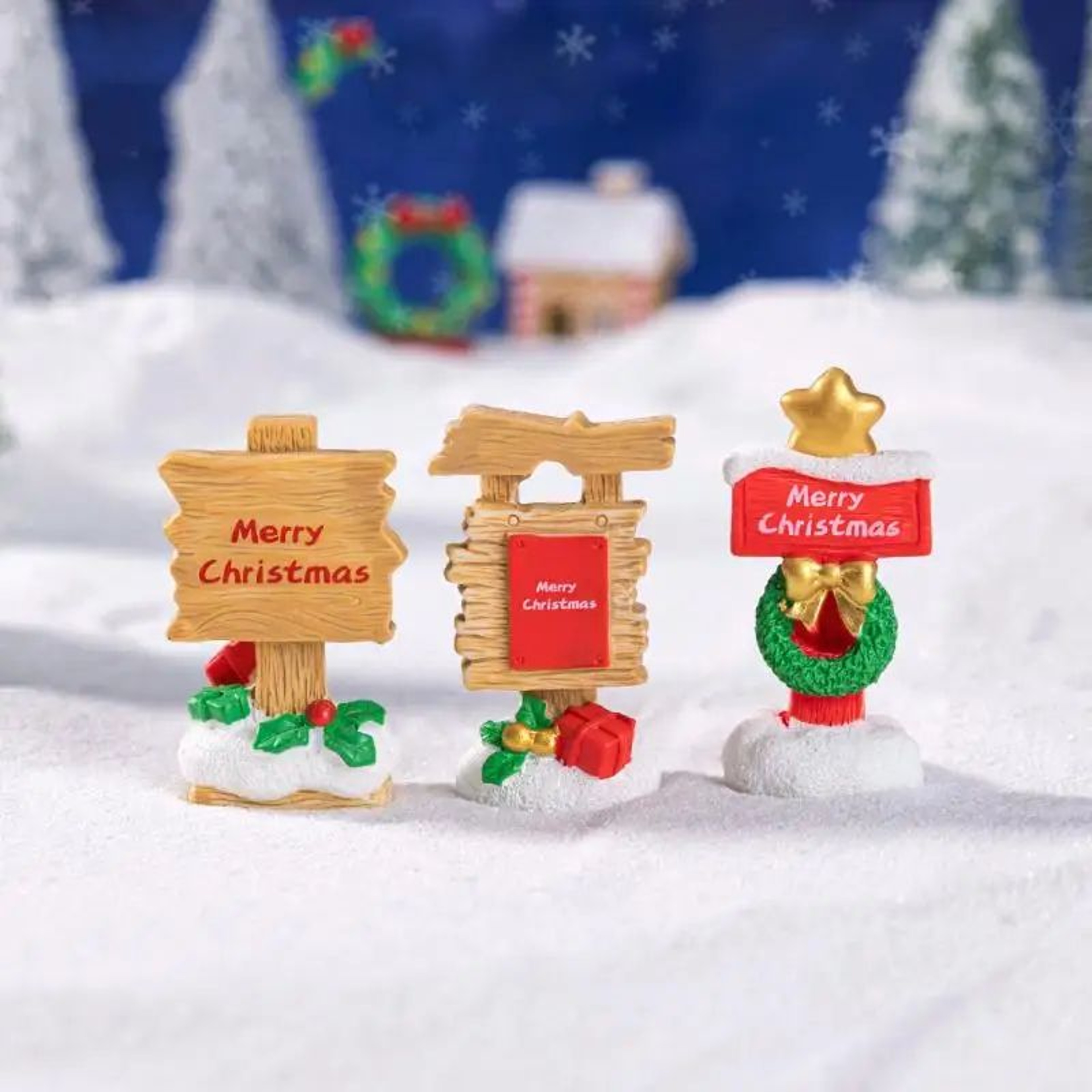 Mini Resin Road Sign Fairy Garden Decor Set 0