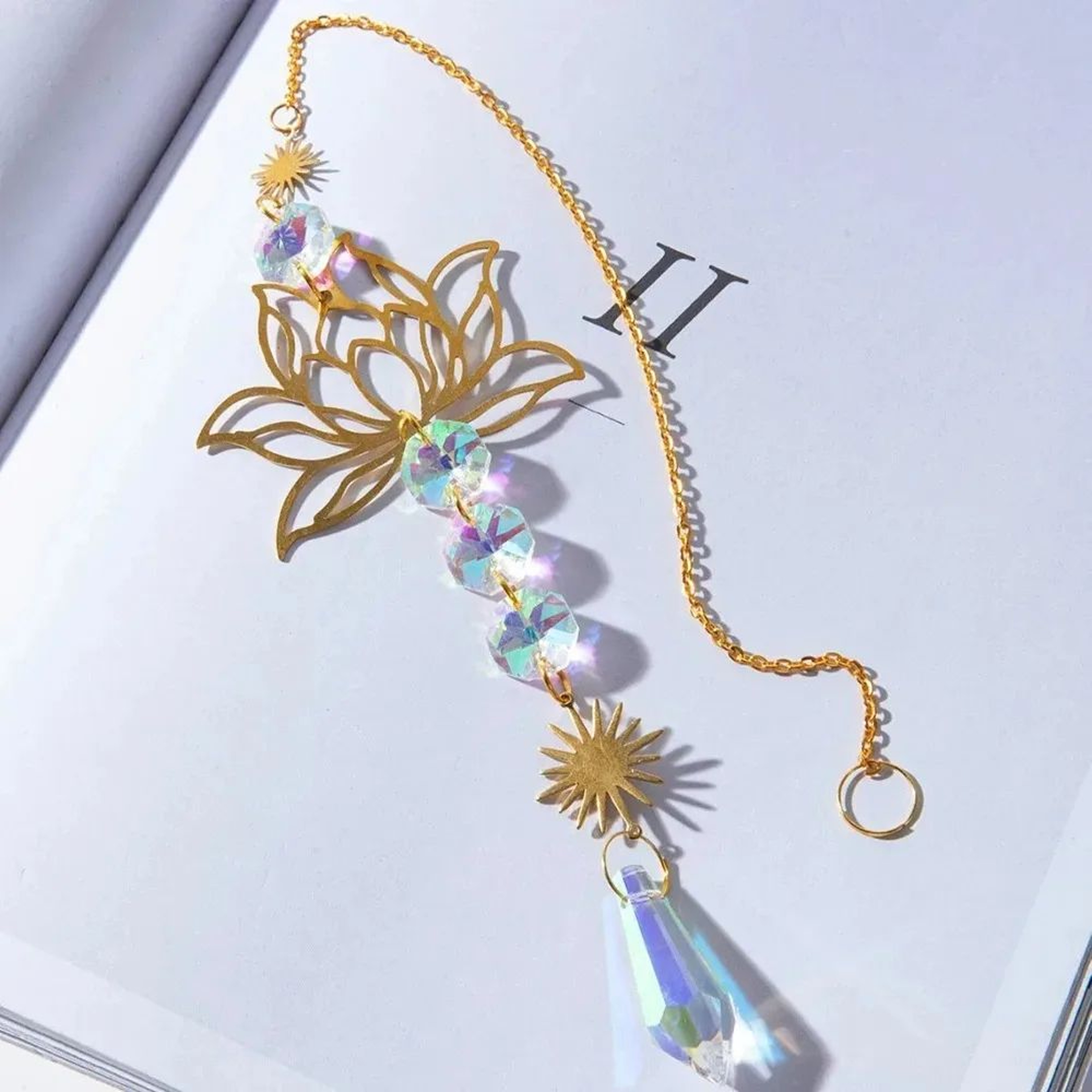 Crystal Lotus Suncatcher Hanging Charm For Home And Garden Decor 6