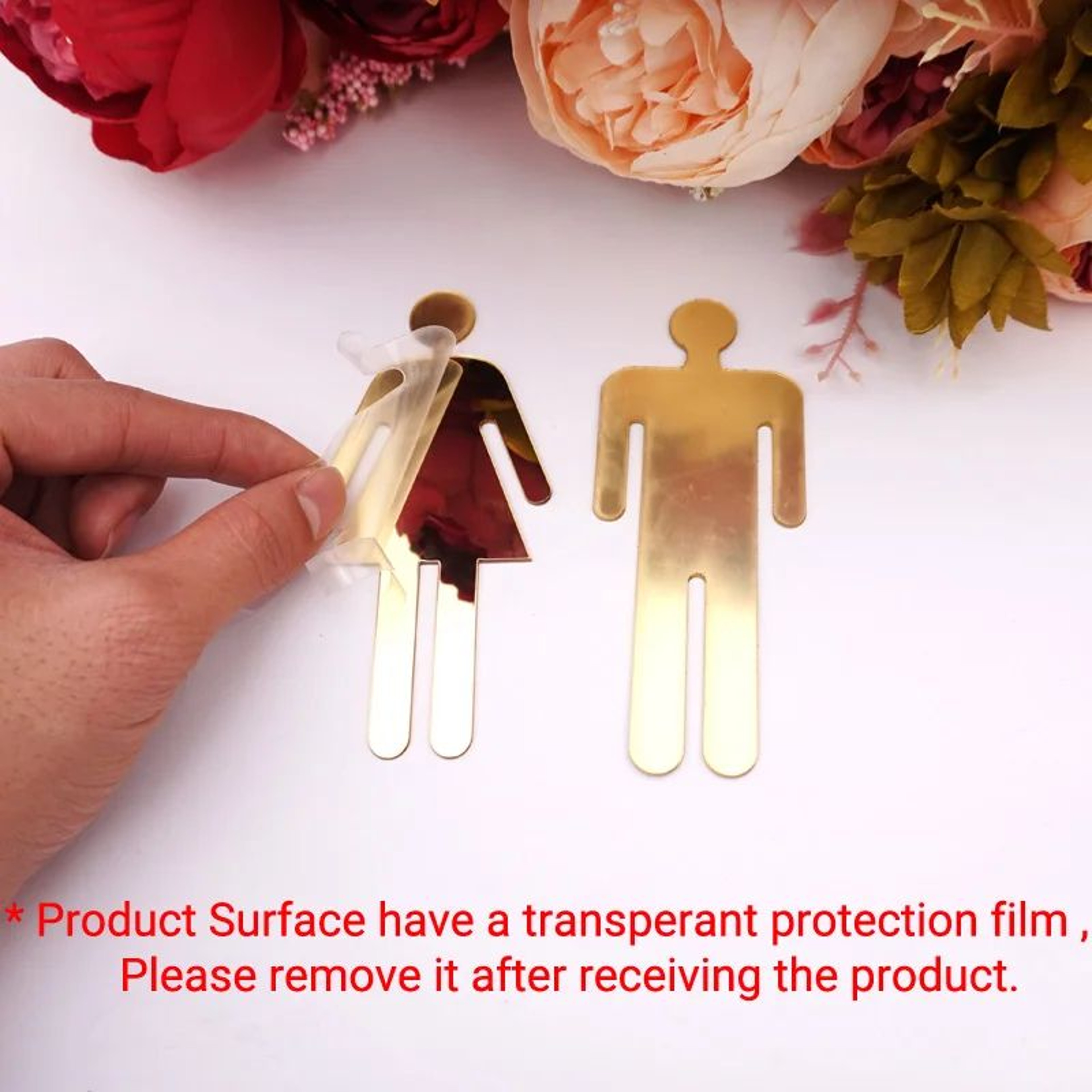 Acrylic Mirror Bathroom Sign Stickers Men Women Toilet Wall Sign Decor 3