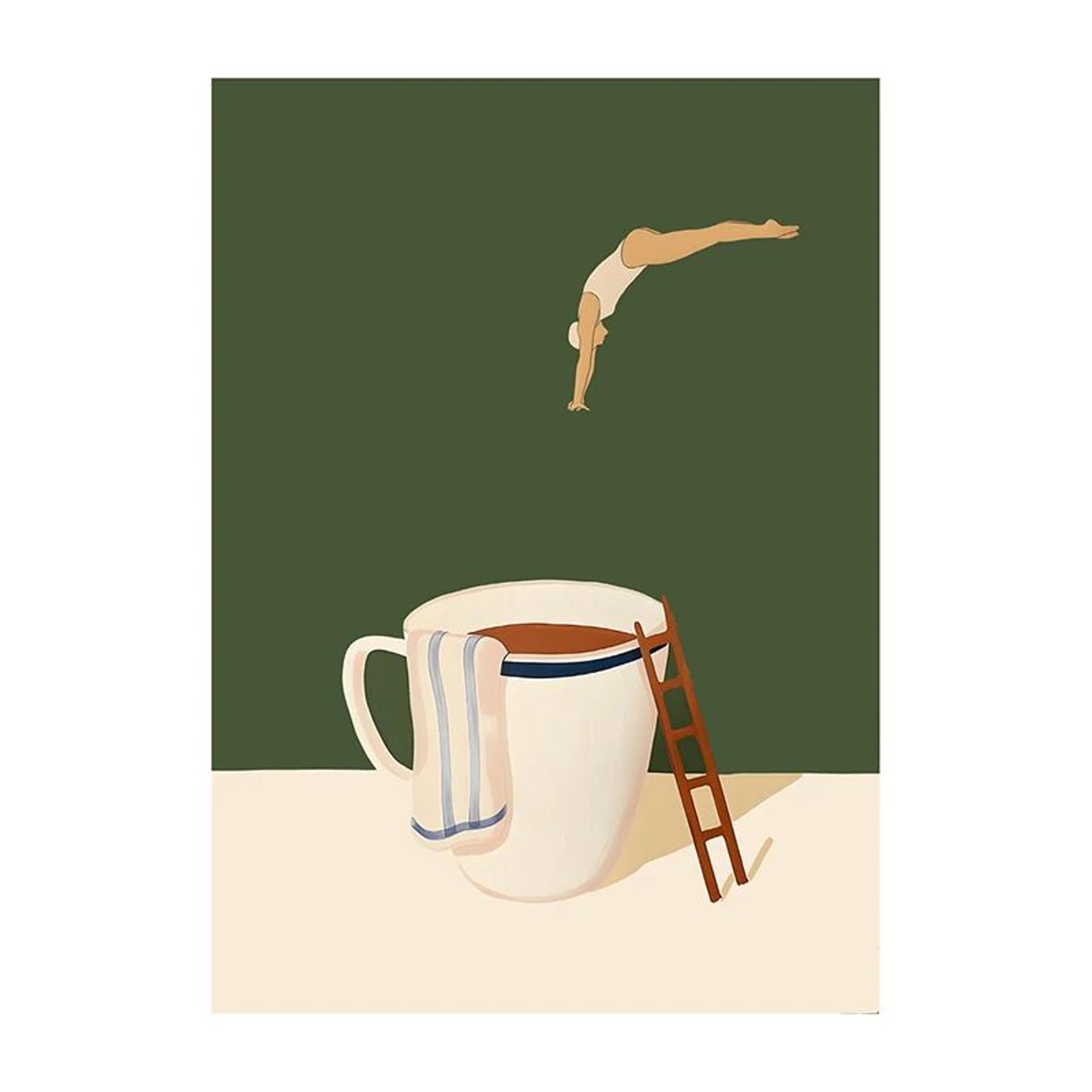 Coffee Diver Canvas Wall Art Surreal Coffee Lover Poster For Kitchen Decor 6