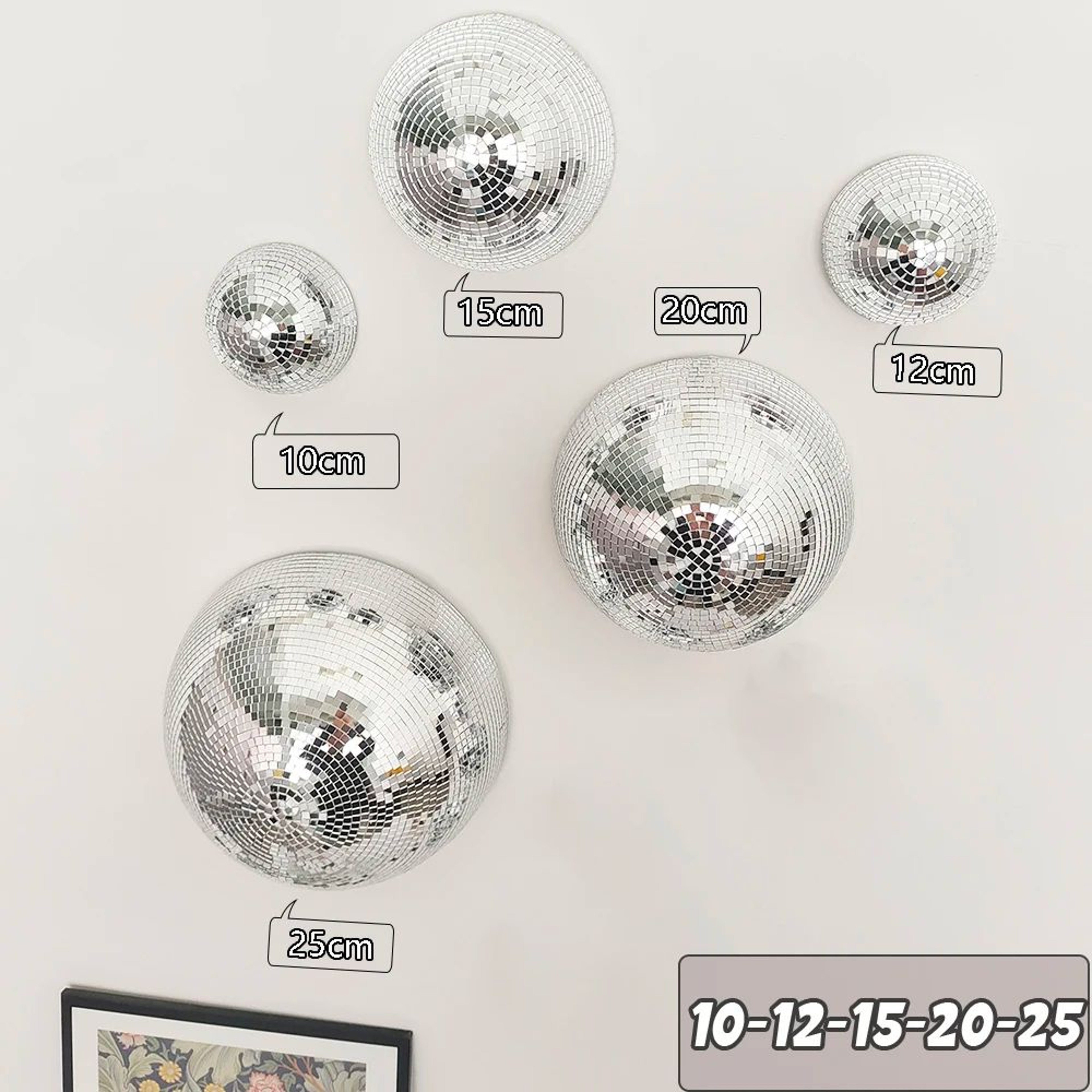 Half Disco Ball Wall Mirror Decor Metallic Reflective Art For Modern Interiors 10