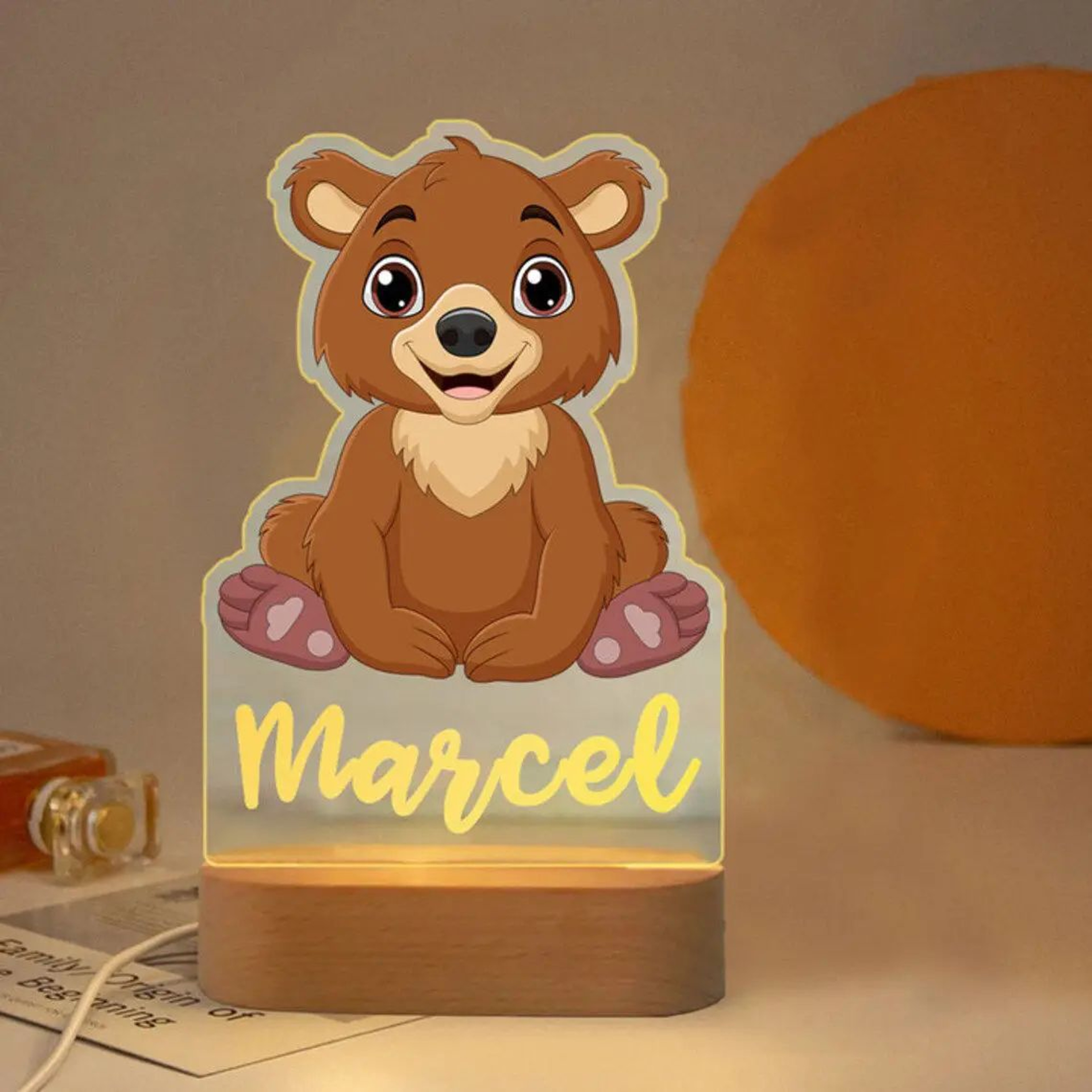 Personalized Kids Night Light Custom Name Animal Acrylic Lamp 27