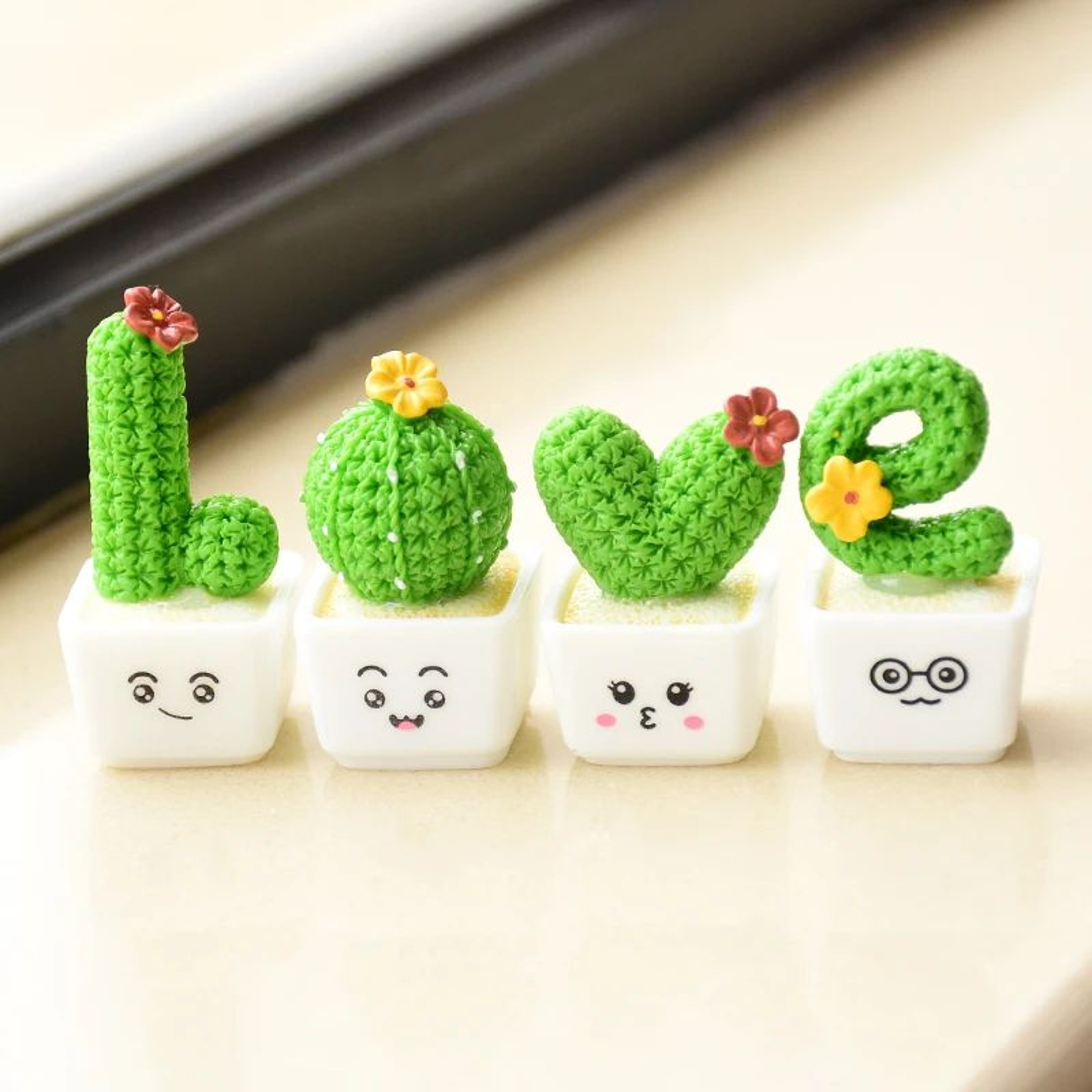 Mini Artificial Succulent Plant Set Resin Cactus Decor For Desk And Home Styling 3